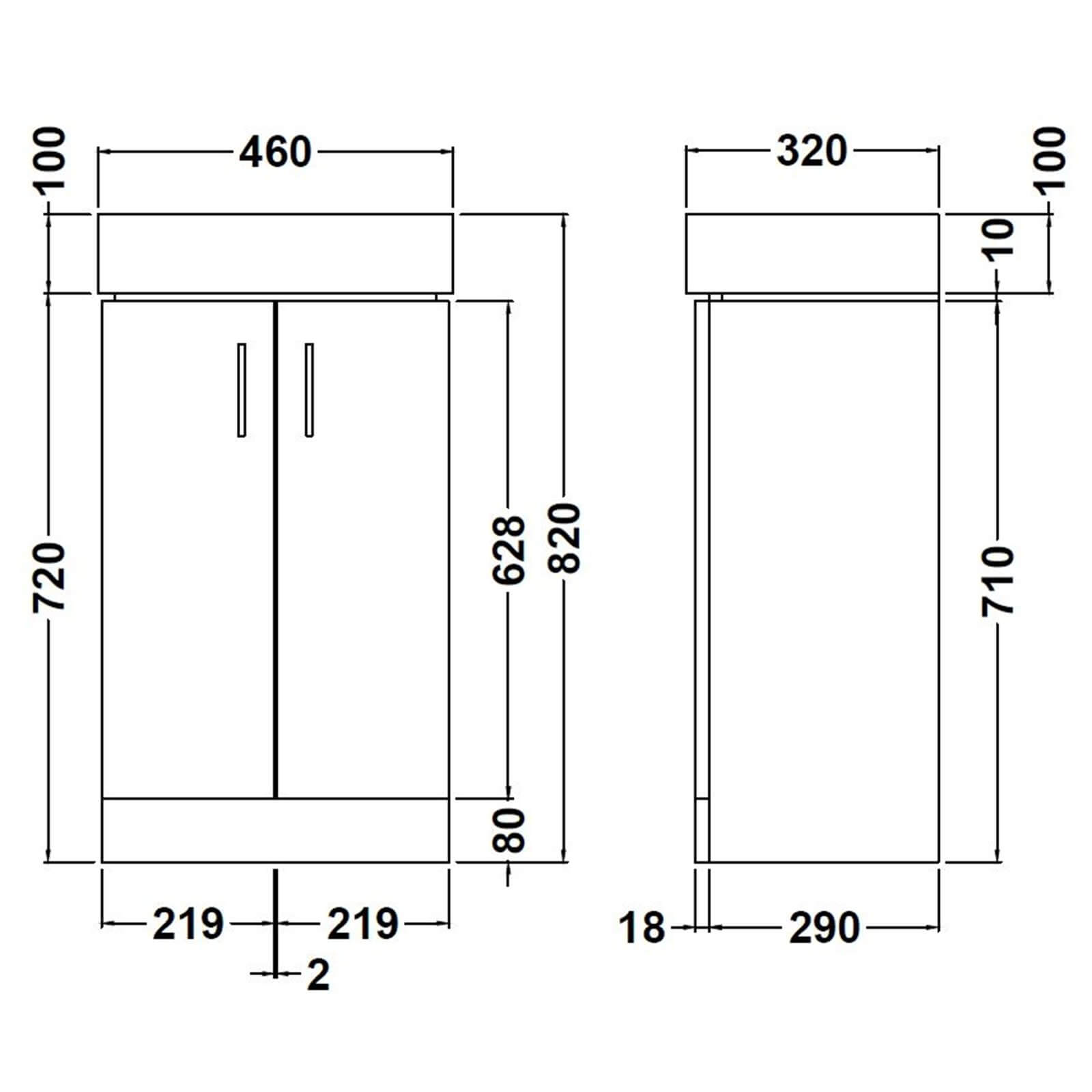 Balterley Orbit 450mm Freestanding 2 Door Unit With Basin - Gloss White