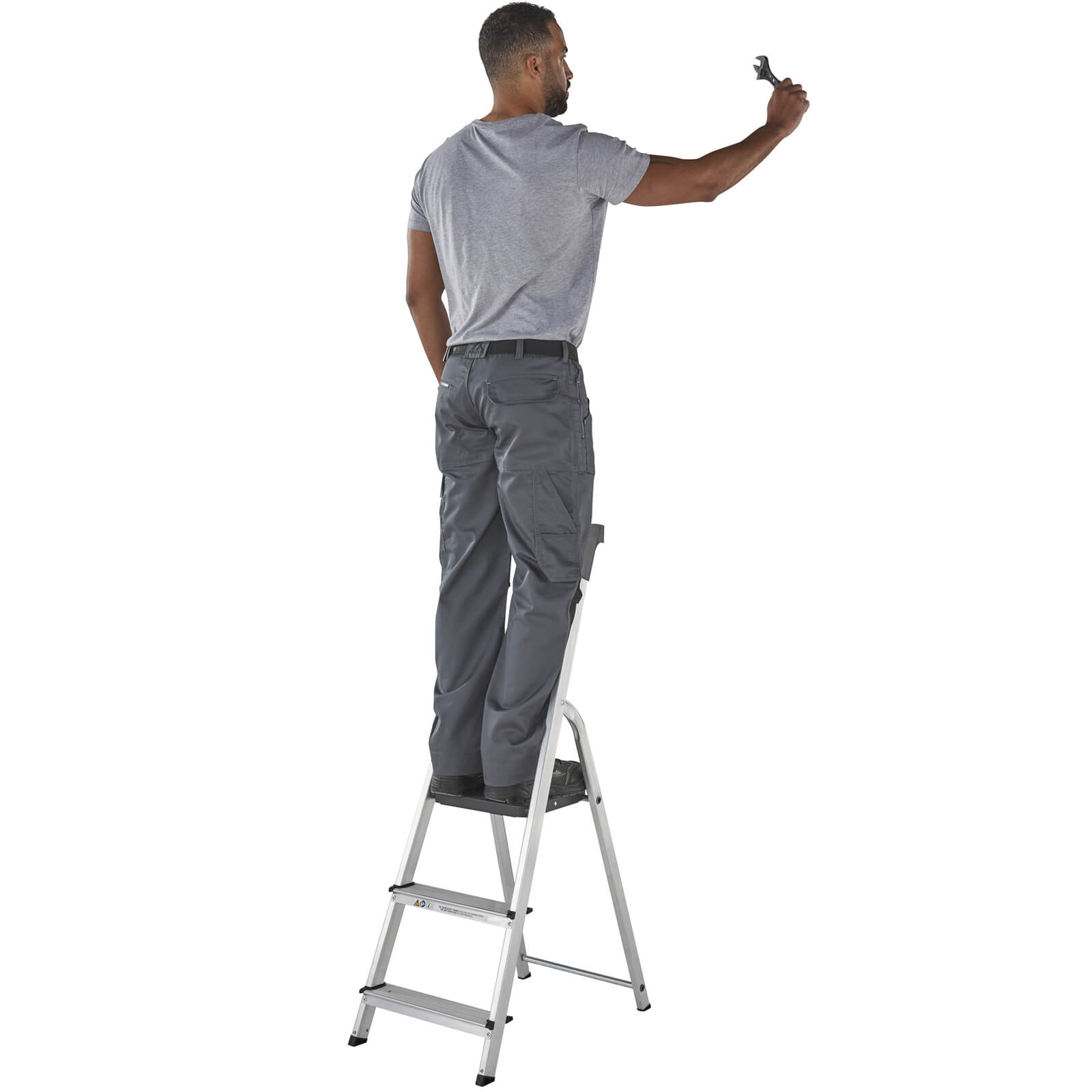 Werner High Handrail Step Ladder with Tool Tray - 3 Tread