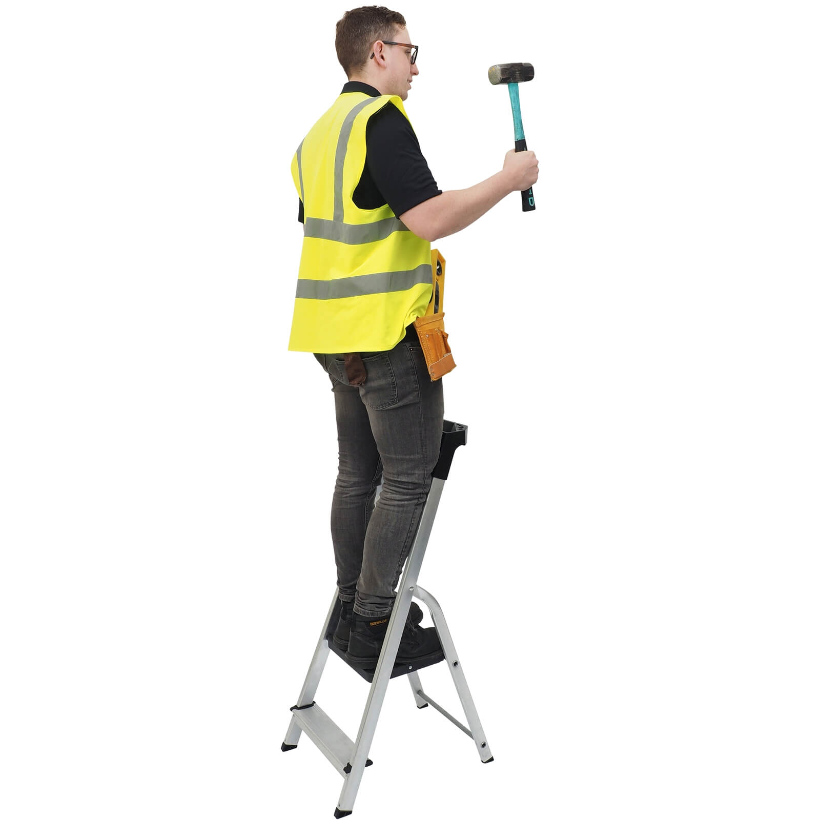Werner High Handrail Step Ladder with Tool Tray - 2 Tread
