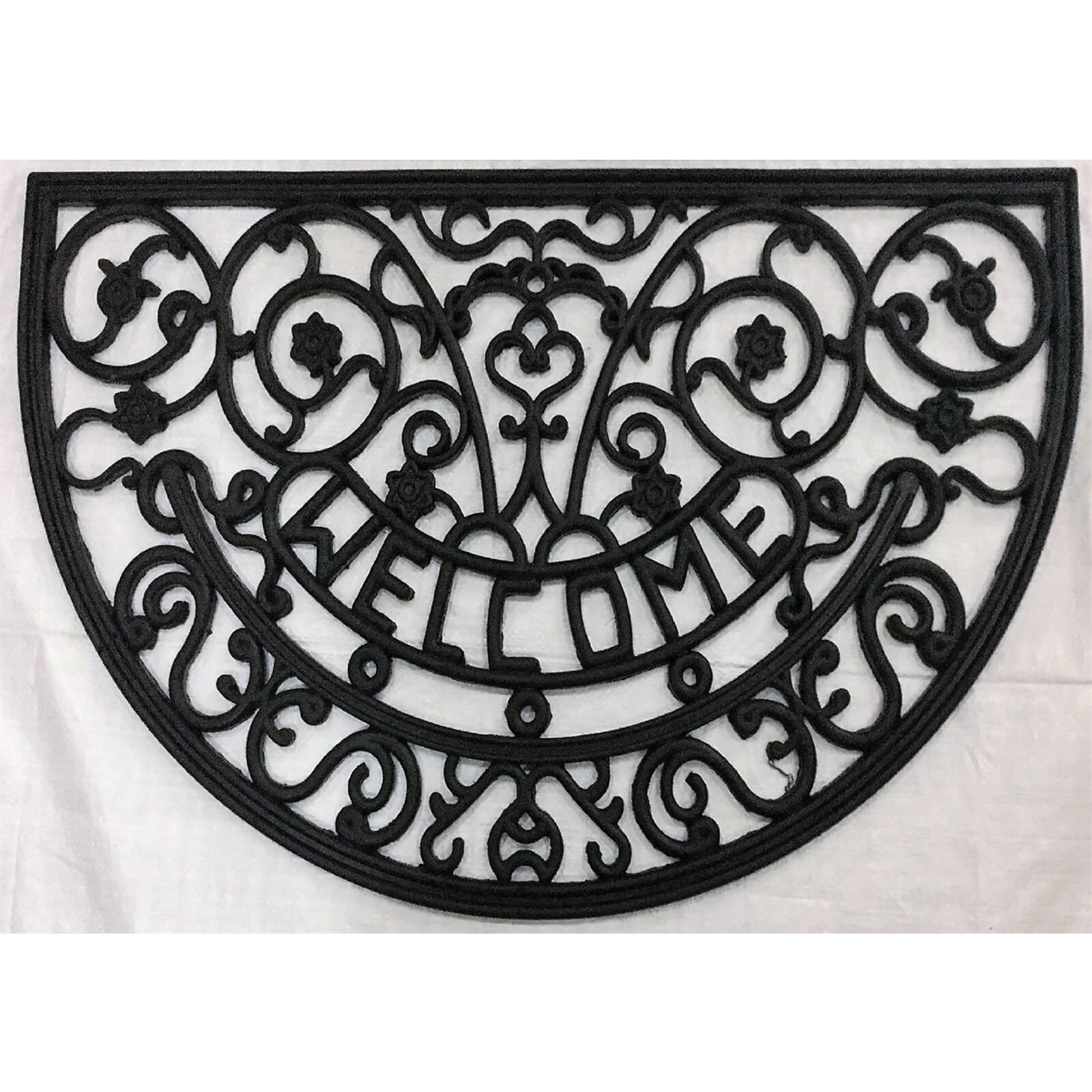 Decorative Half Moon Rubber Mat 45 x 75cm Homebase