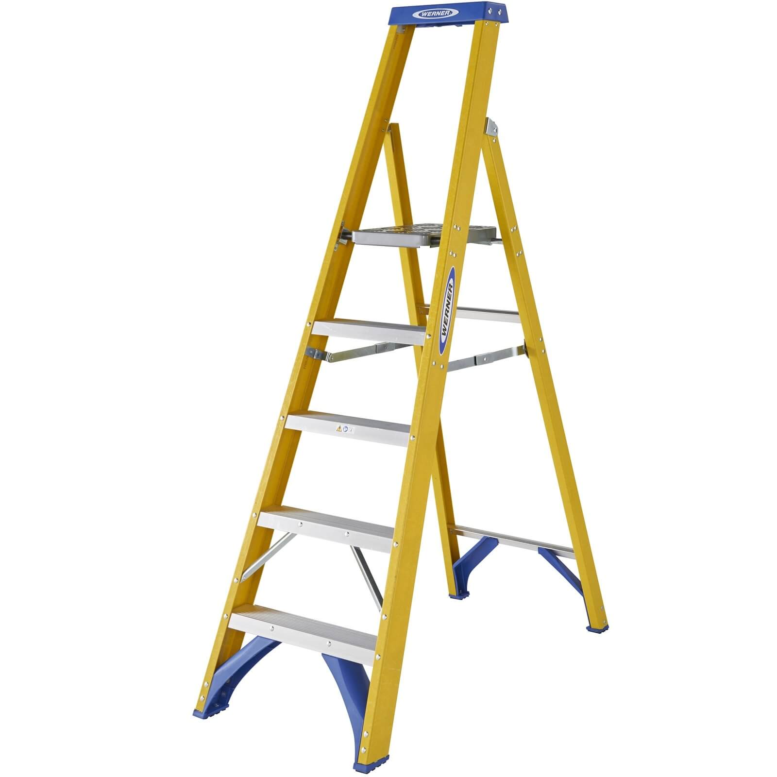 Werner Fibreglass Platform Step Ladder - 5 Tread