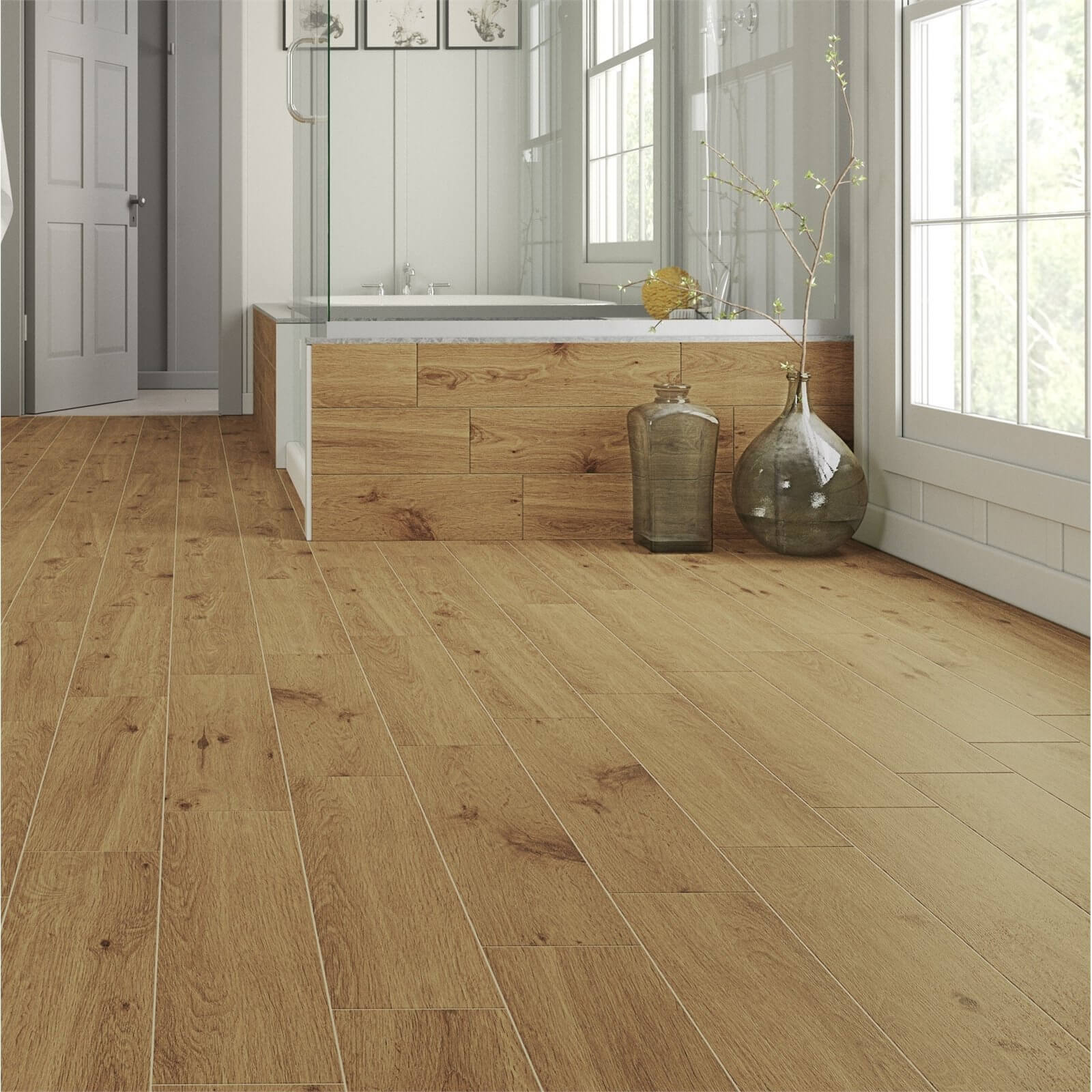 Forestina Wood Effect Dark Beige Floor Tiles - 600 x 150mm