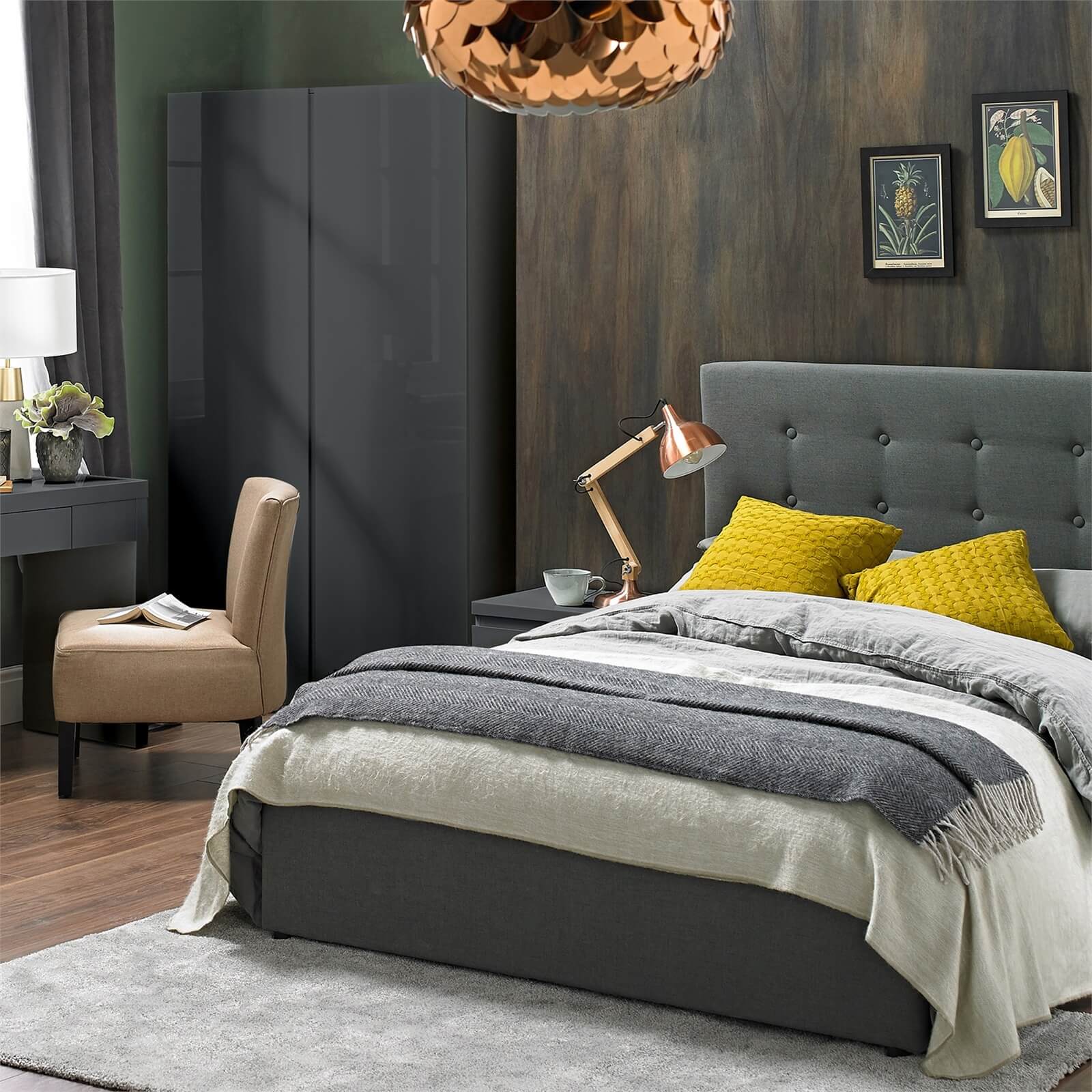 Lucca Double Bed - Grey