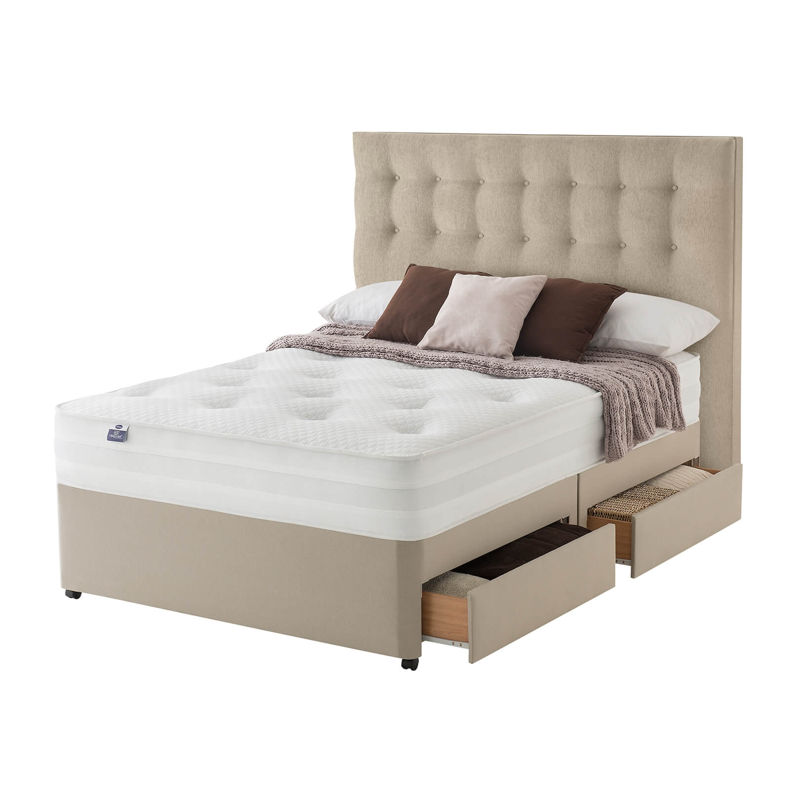 Silentnight Eco Comfort 1200 Pocket Divan Bed 4 Drawer - Sandstone - Double
