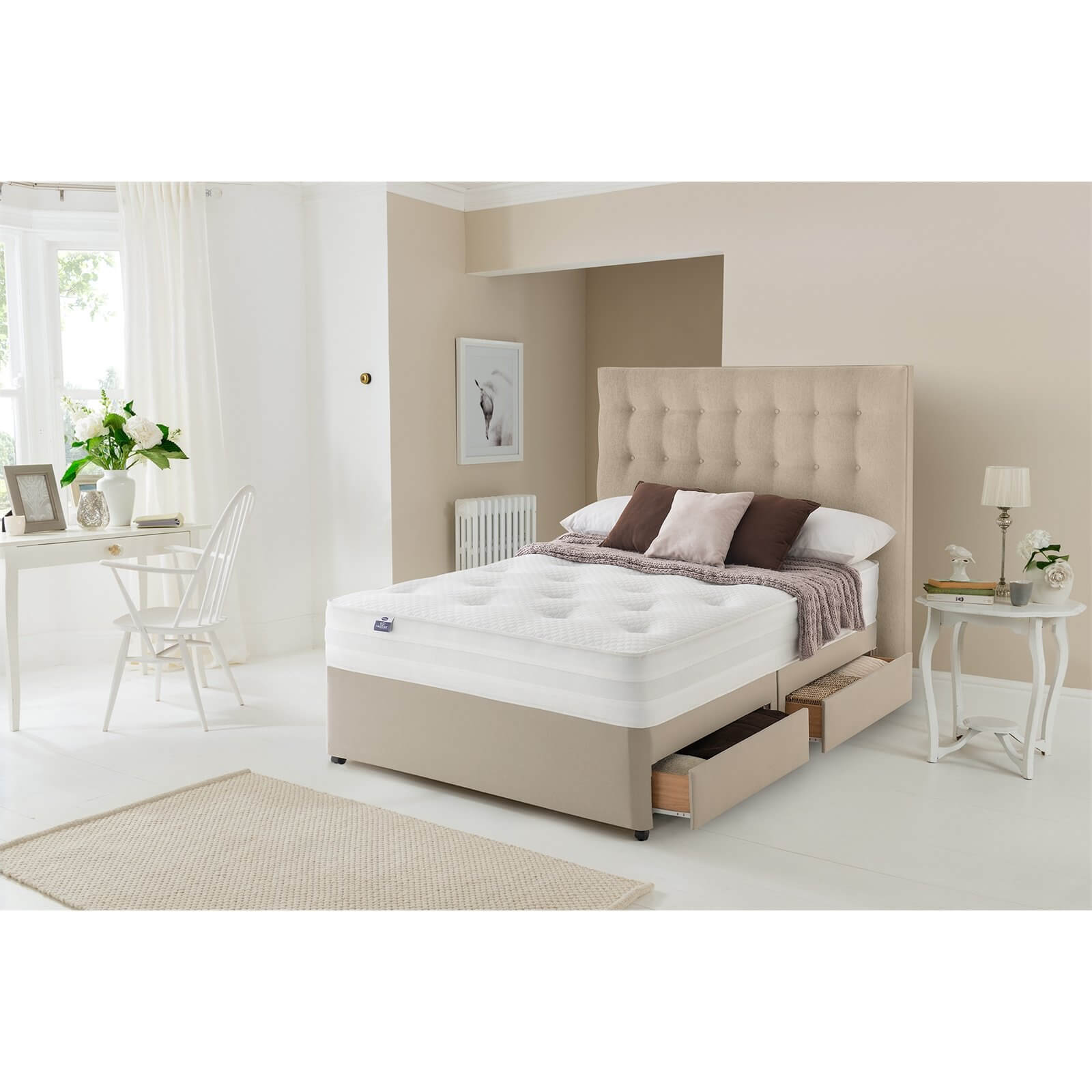 Silentnight Eco Comfort 1200 Pocket Divan Bed 4 Drawer - Sandstone - King