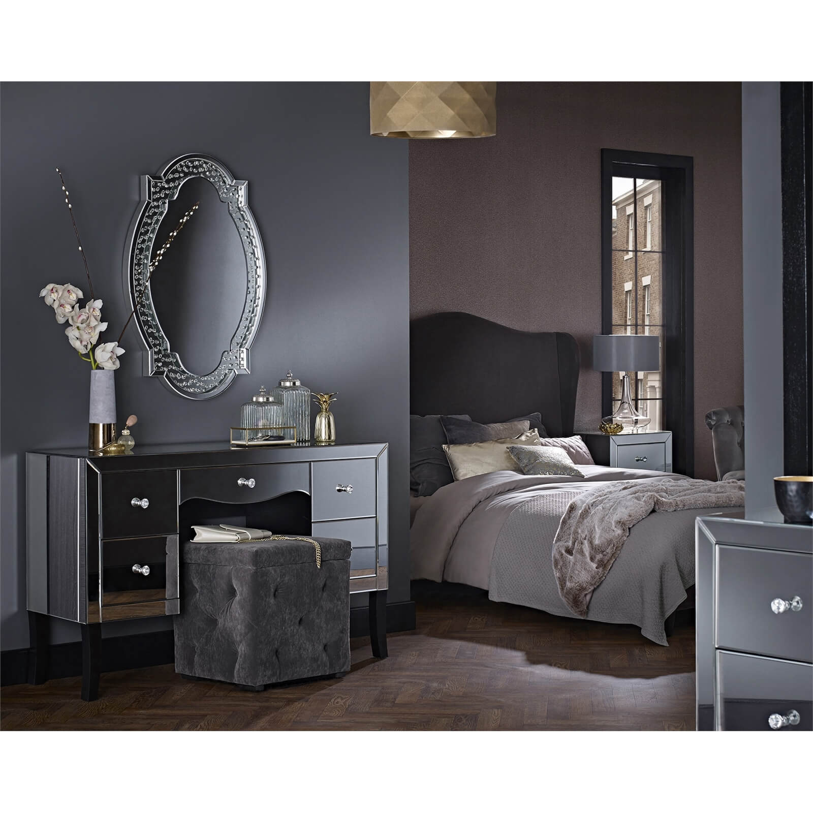 Valentina 2 Drawer Bedside Cabinet - Mirrored