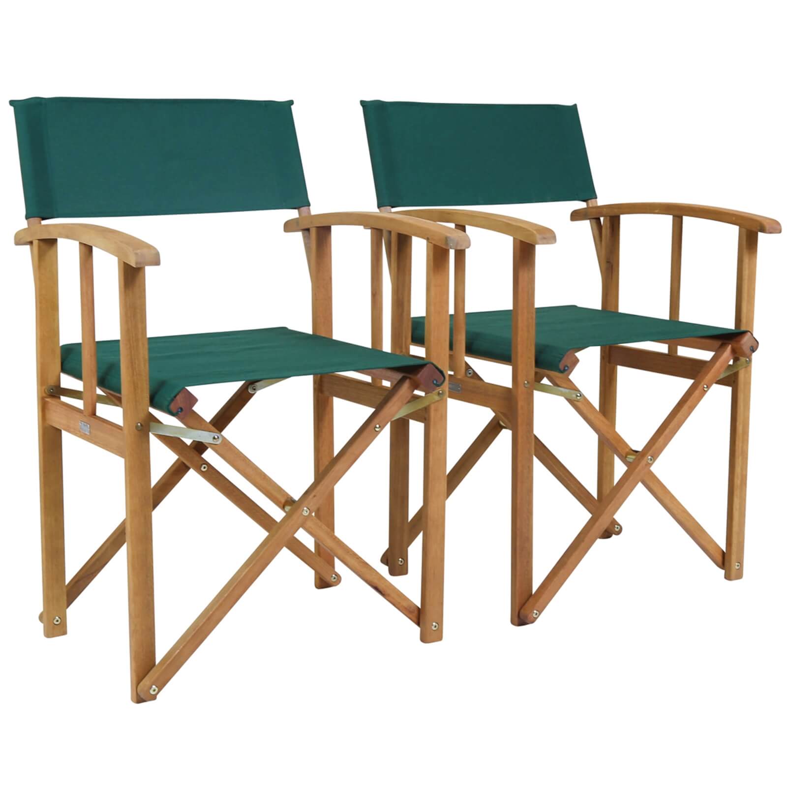 Charles Bentley Wooden FSC Eucalyptus Pair Of Folding Directors Chairs - Green