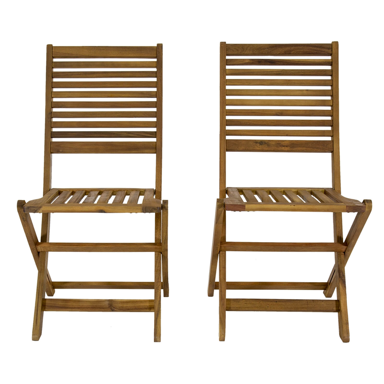 Charles Bentley Wooden FSC Acacia Pair Of Foldable Dining Chairs