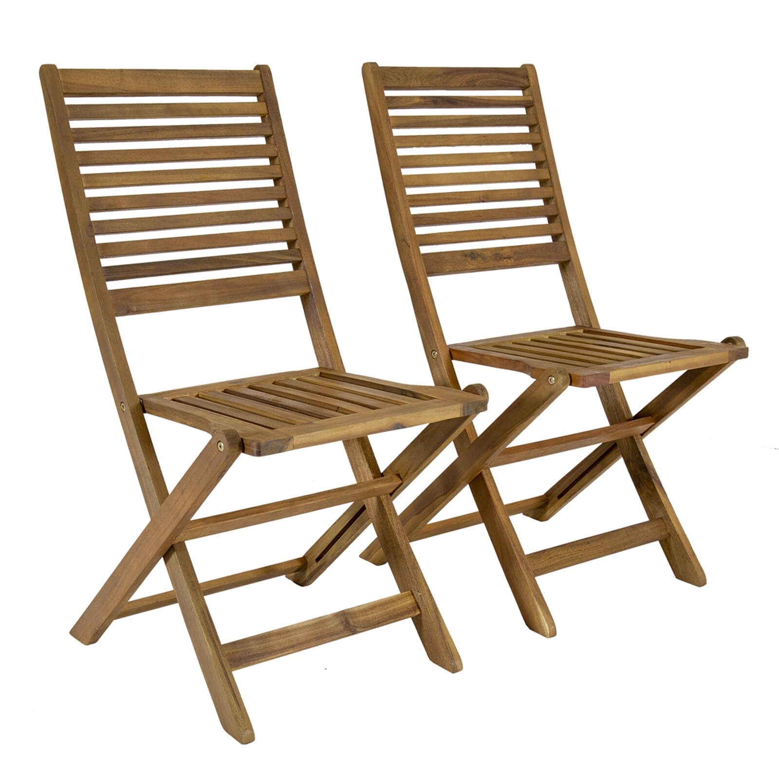 Charles Bentley Wooden FSC Acacia Pair Of Foldable Dining Chairs