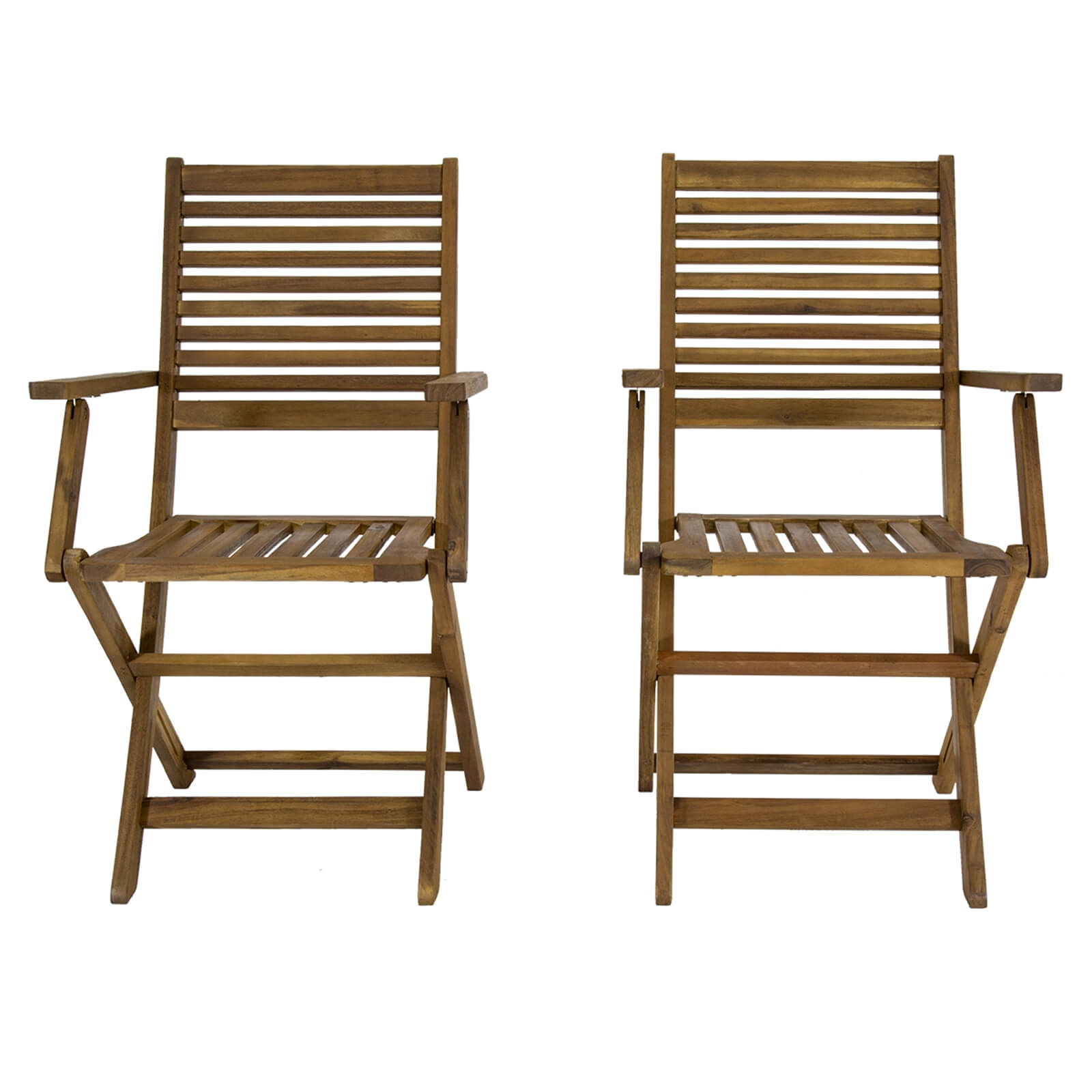 Charles Bentley Wooden FSC Acacia Pair of Outdoor Dining Foldable Armchairs