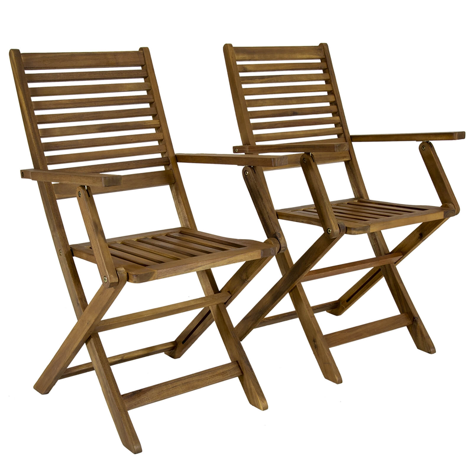 Charles Bentley Wooden FSC Acacia Pair of Outdoor Dining Foldable Armchairs