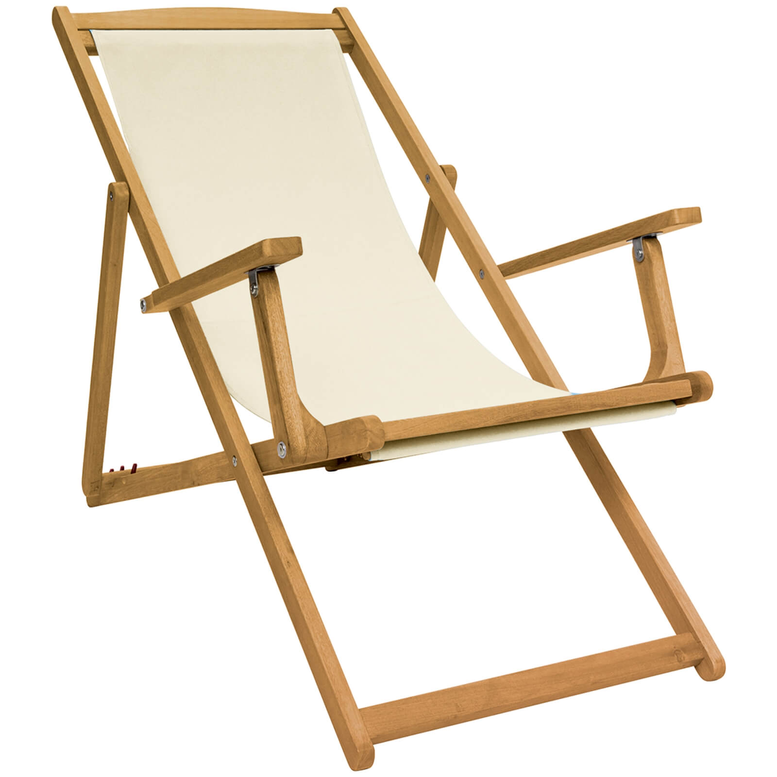 Charles Bentley Wooden FSC Eucalyptus Folding Deck Chair - Cream