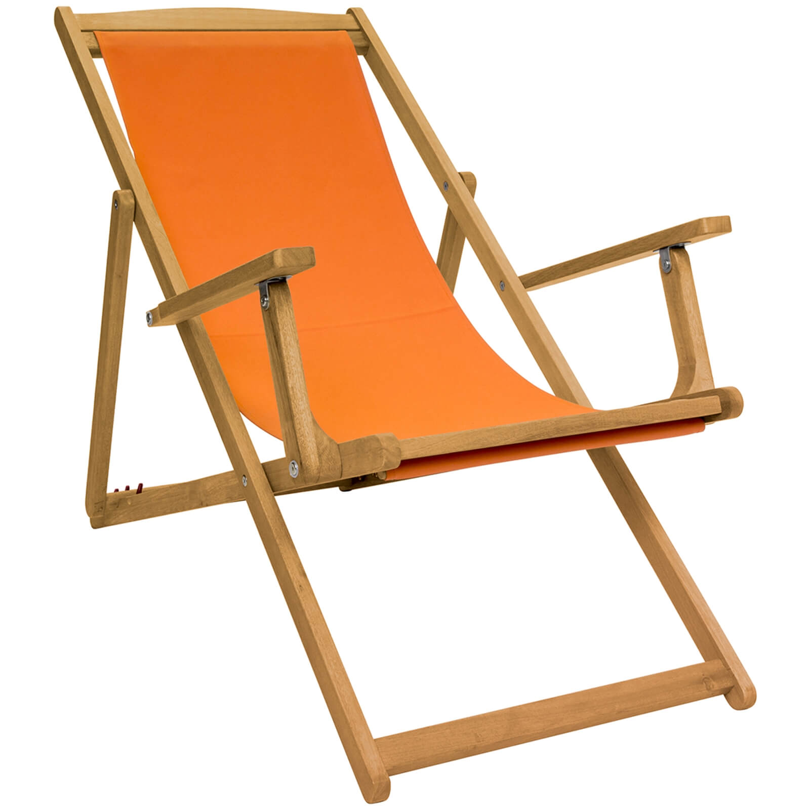 Charles Bentley Wooden FSC Eucalyptus Folding Deck Chair - Orange