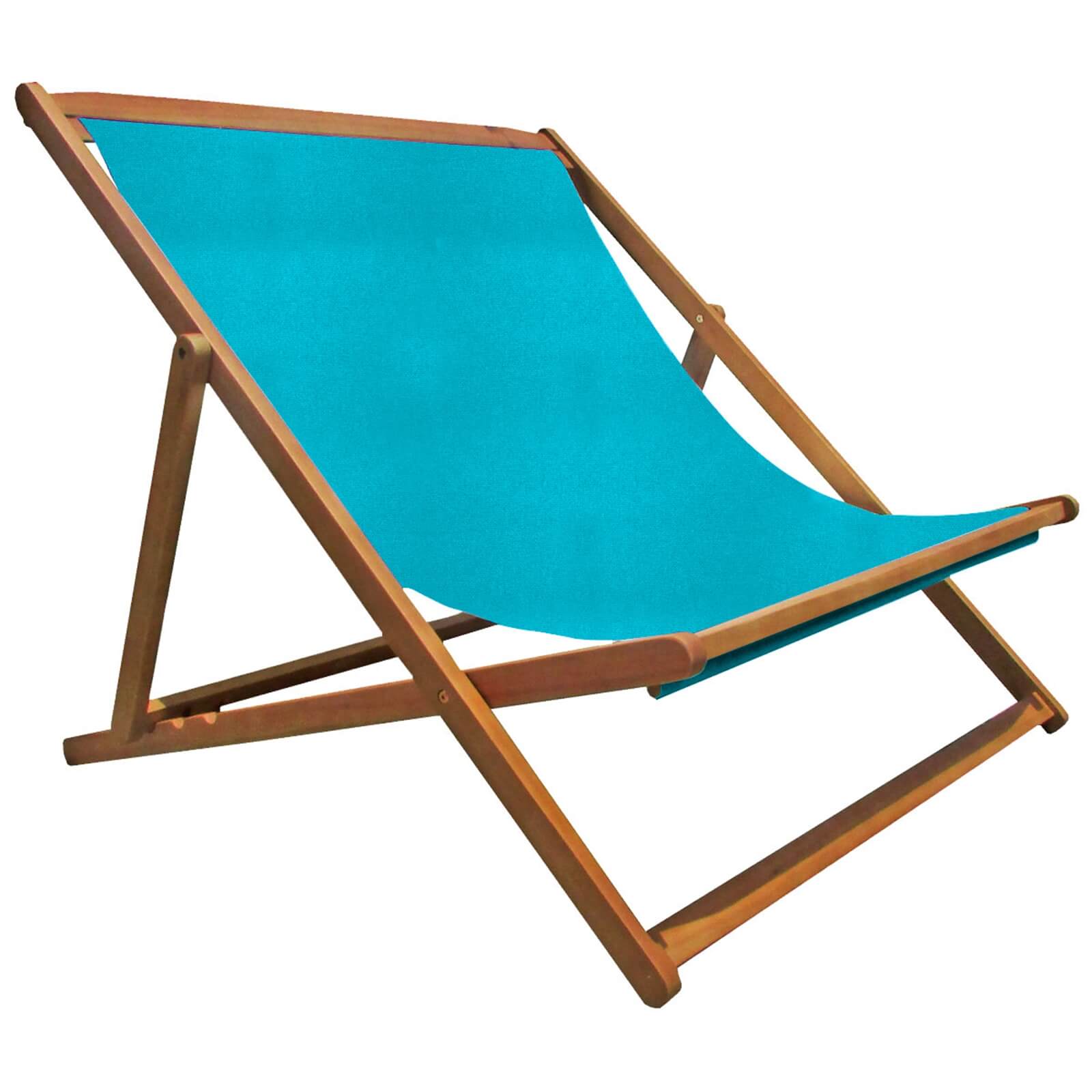 Charles Bentley Wooden FSC Eucalyptus Folding Double Deck Chair - Teal