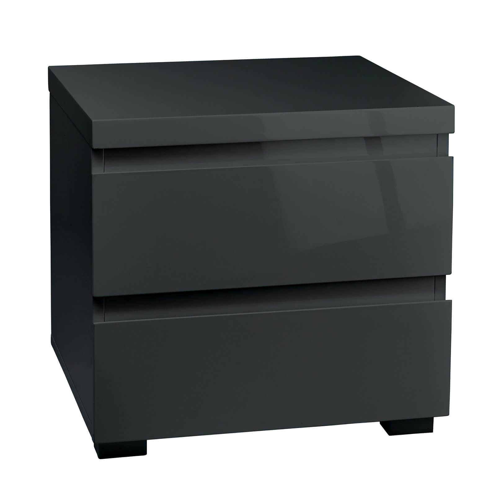 Puro 2 Drawer Bedside Cabinet - Charcoal