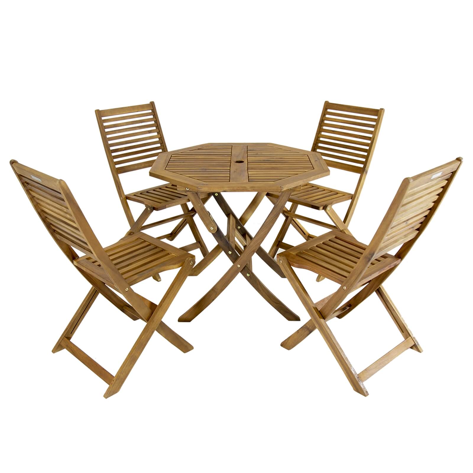 Charles Bentley Wooden FSC Acacia 4 Seater Octagonal Table Dining Set