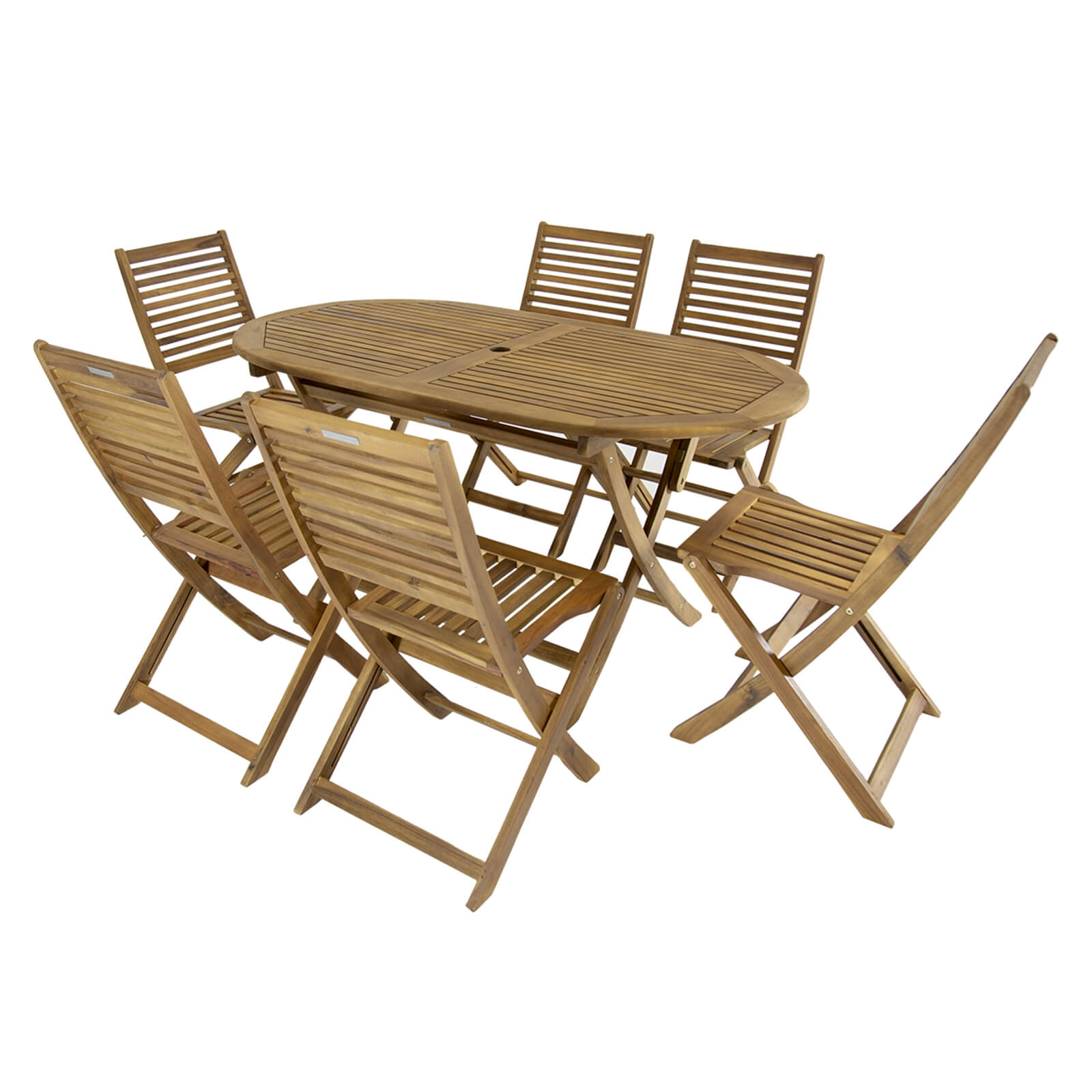 Charles Bentley Wooden FSC Acacia 6 Seater Oval Table Dining Set