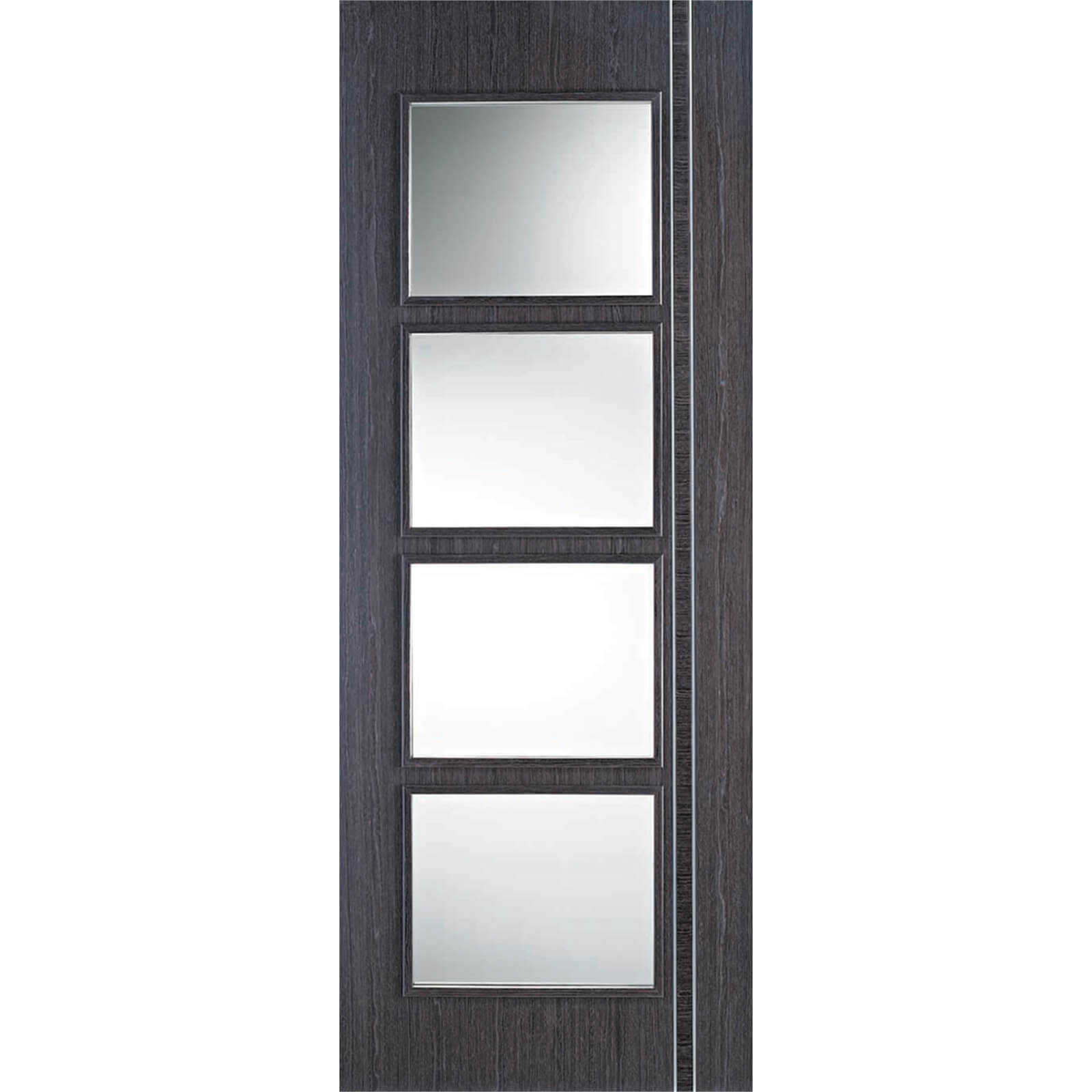 Zanzibar Internal Glazed Prefinished Ash Grey 4 Lite Door - 838 x 1981mm