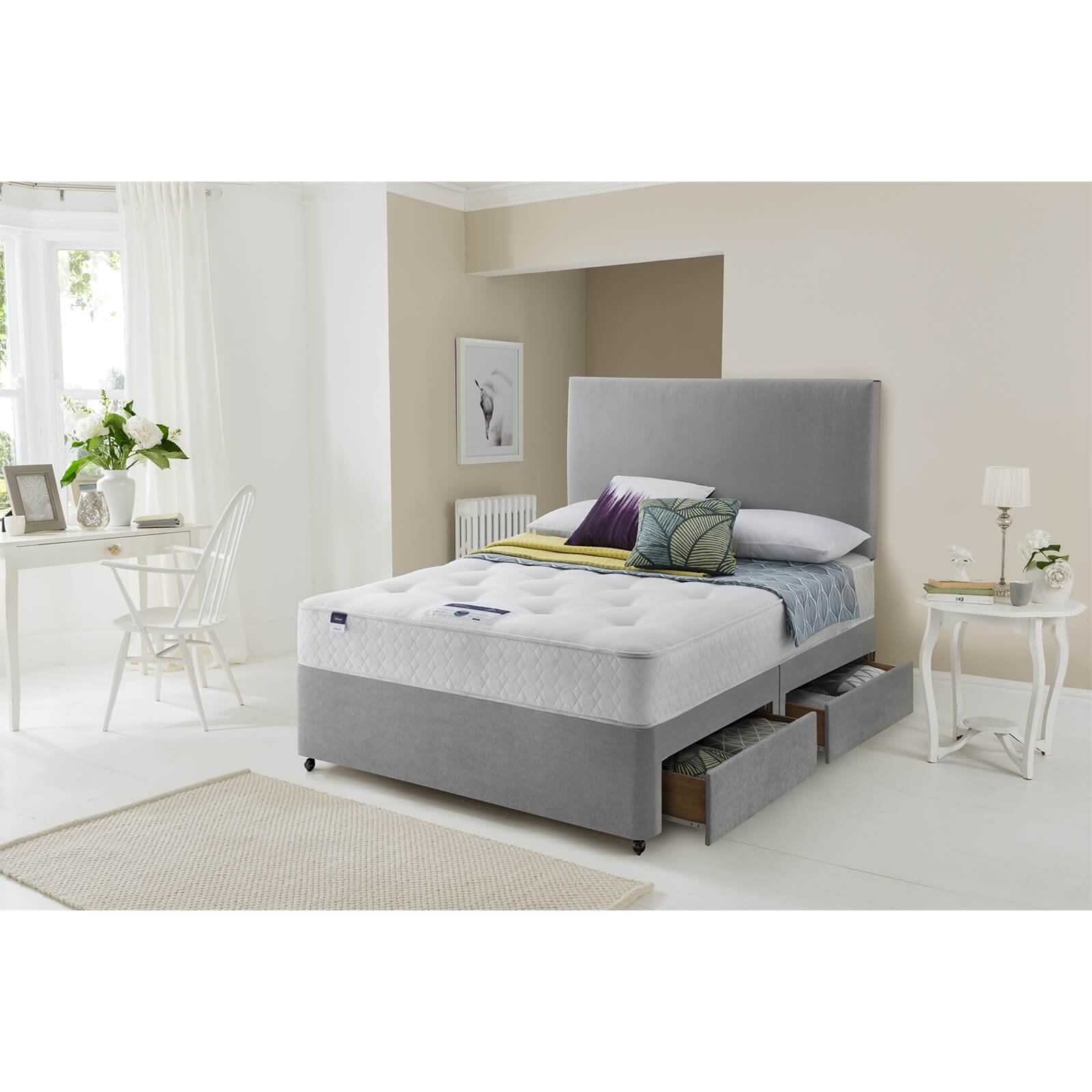 Silentnight Miracoil Ortho Divan Bed 2 Drawer - Slate Grey - Double