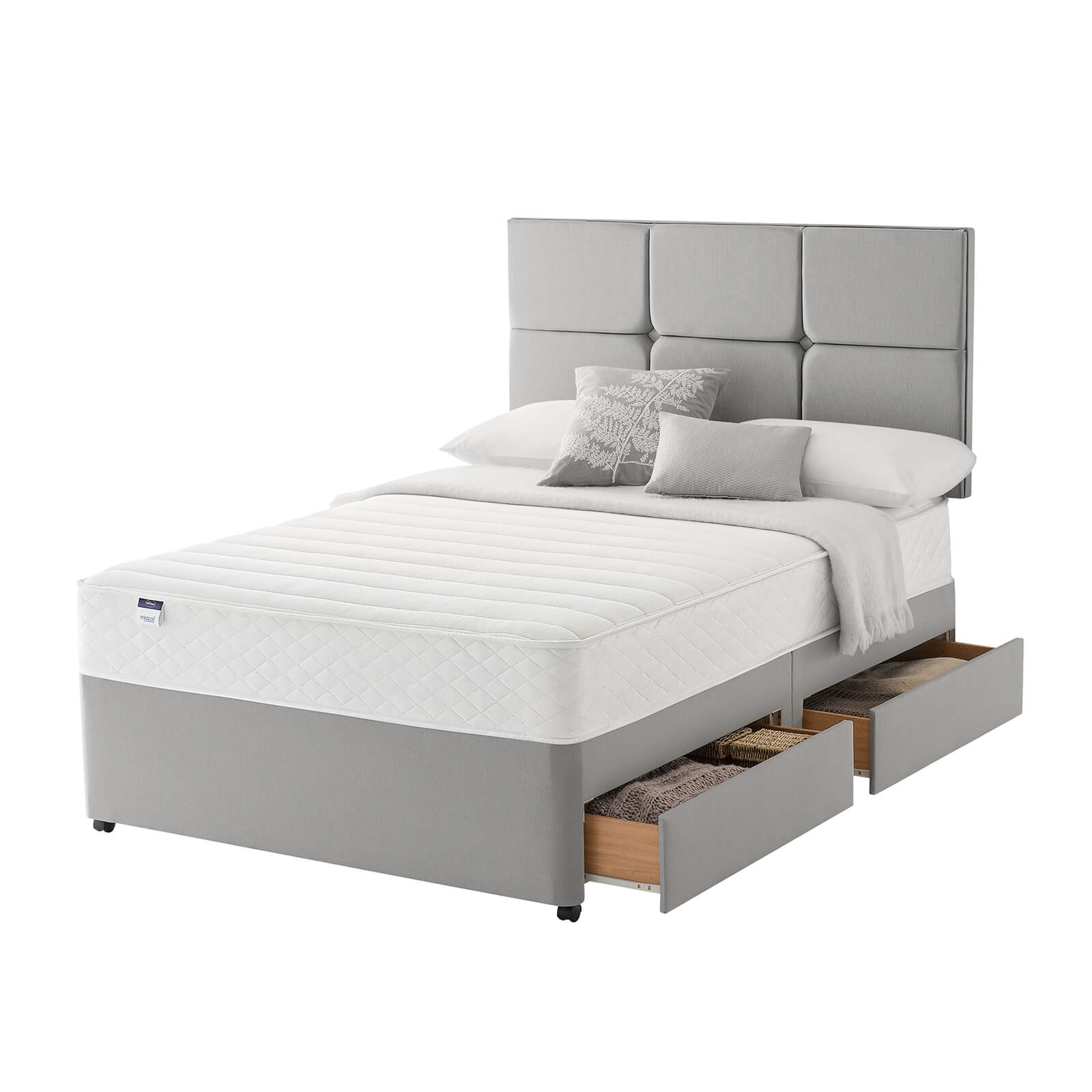 Silentnight Miracoil Memory 4 Drawer Divan Bed - Slate Grey - Double