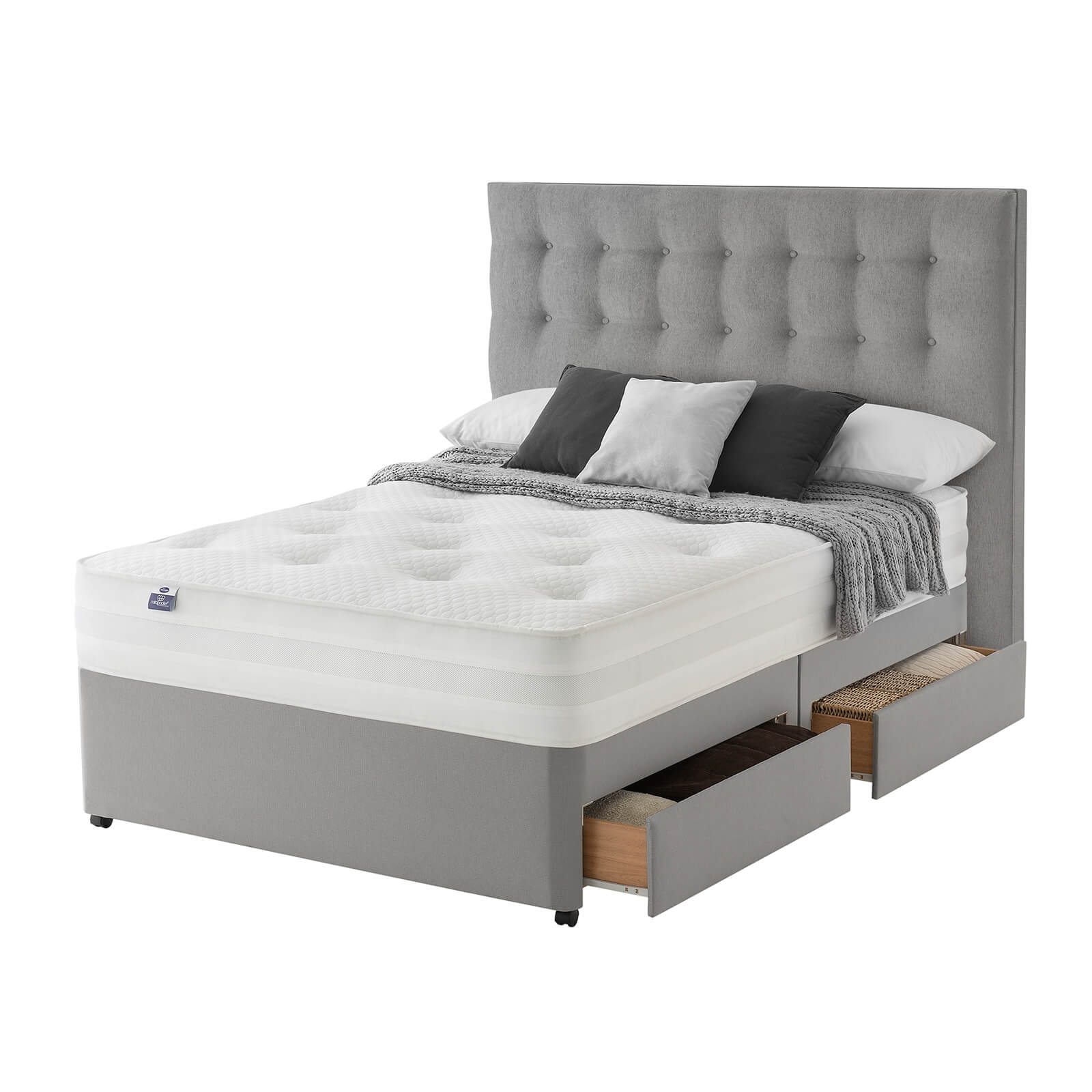 Silentnight Eco Comfort 1200 Pocket Divan Bed 4 Drawer - Slate Grey - Double