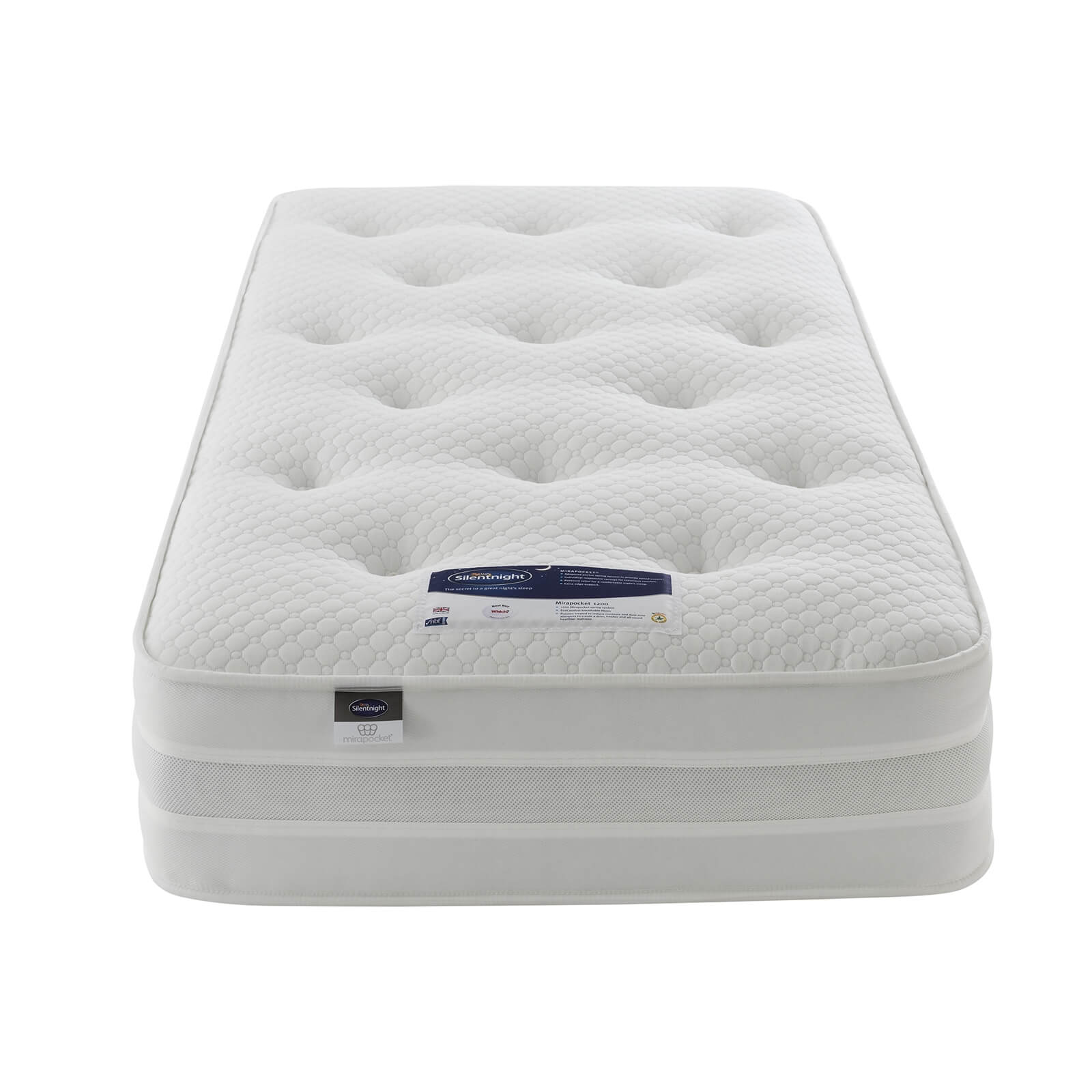 Silentnight Eco Comfort 1200 Pocket Divan Bed 2 Drawer - Slate Grey - Single