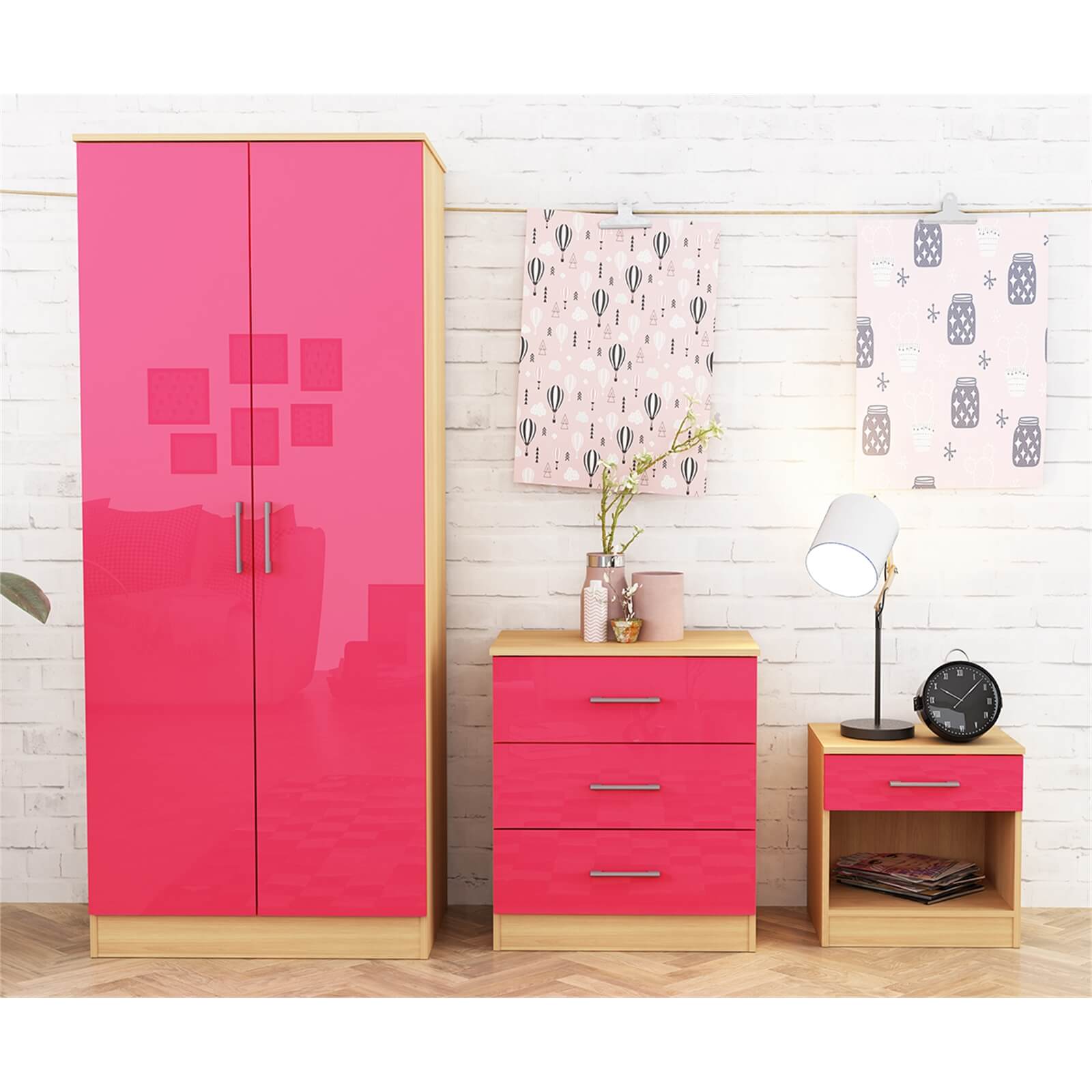 Dakota 3 Piece Bedroom Set - Pink