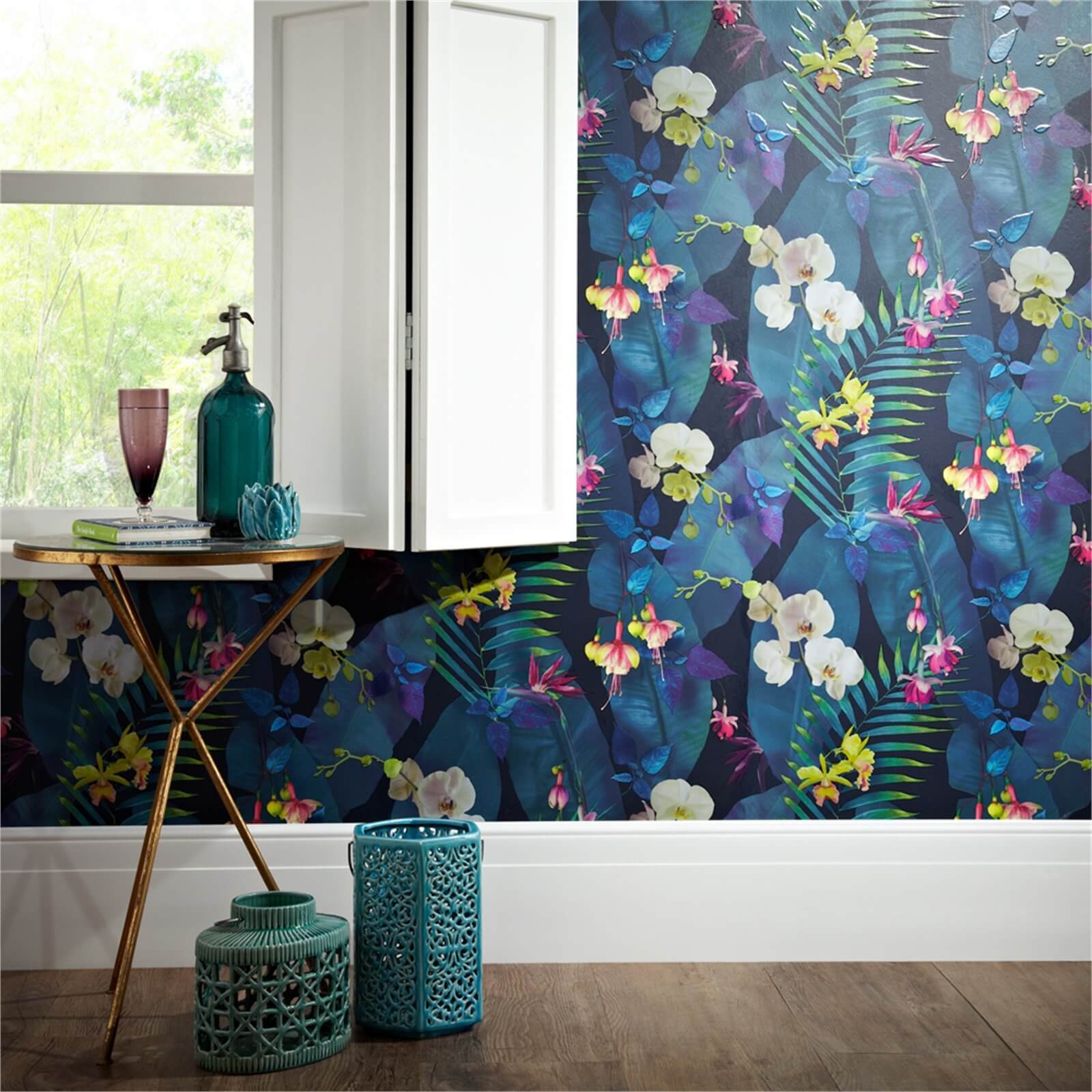 Arthouse Pindorama Floral Smooth Navy Wallpaper