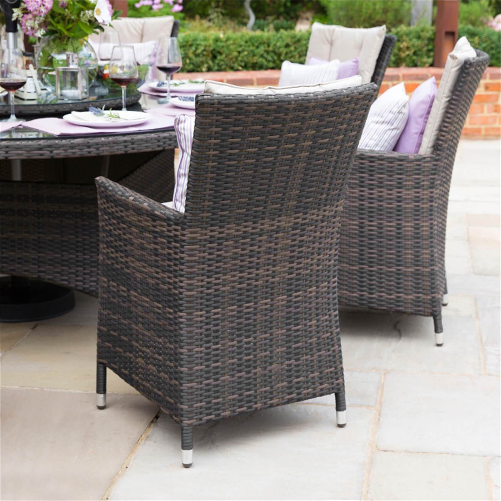 Nova Florence Rattan 6 Seater Round Dining Set in Brown