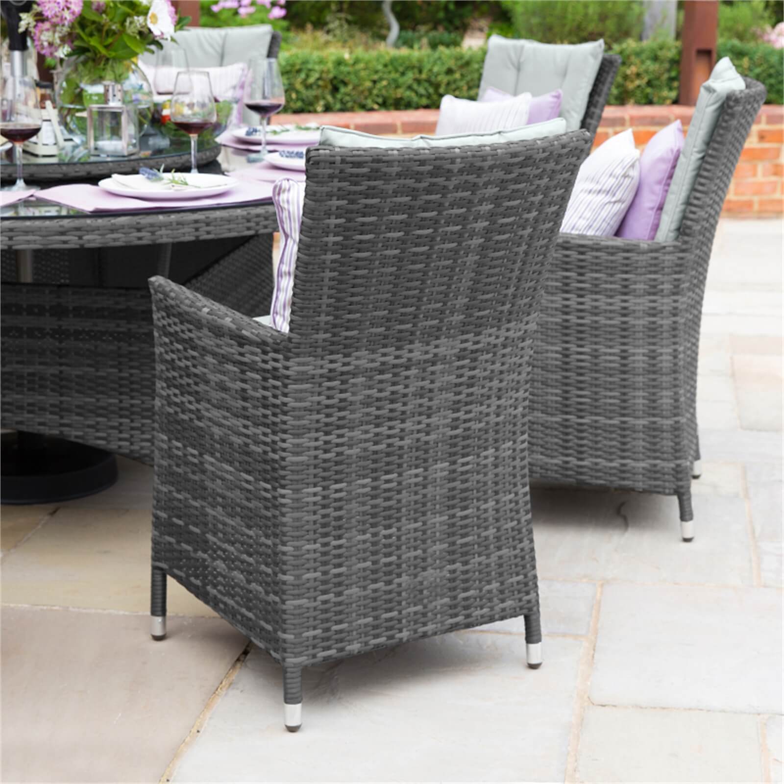 Nova Florence Rattan 6 Seater Oval Dining Set in Grey