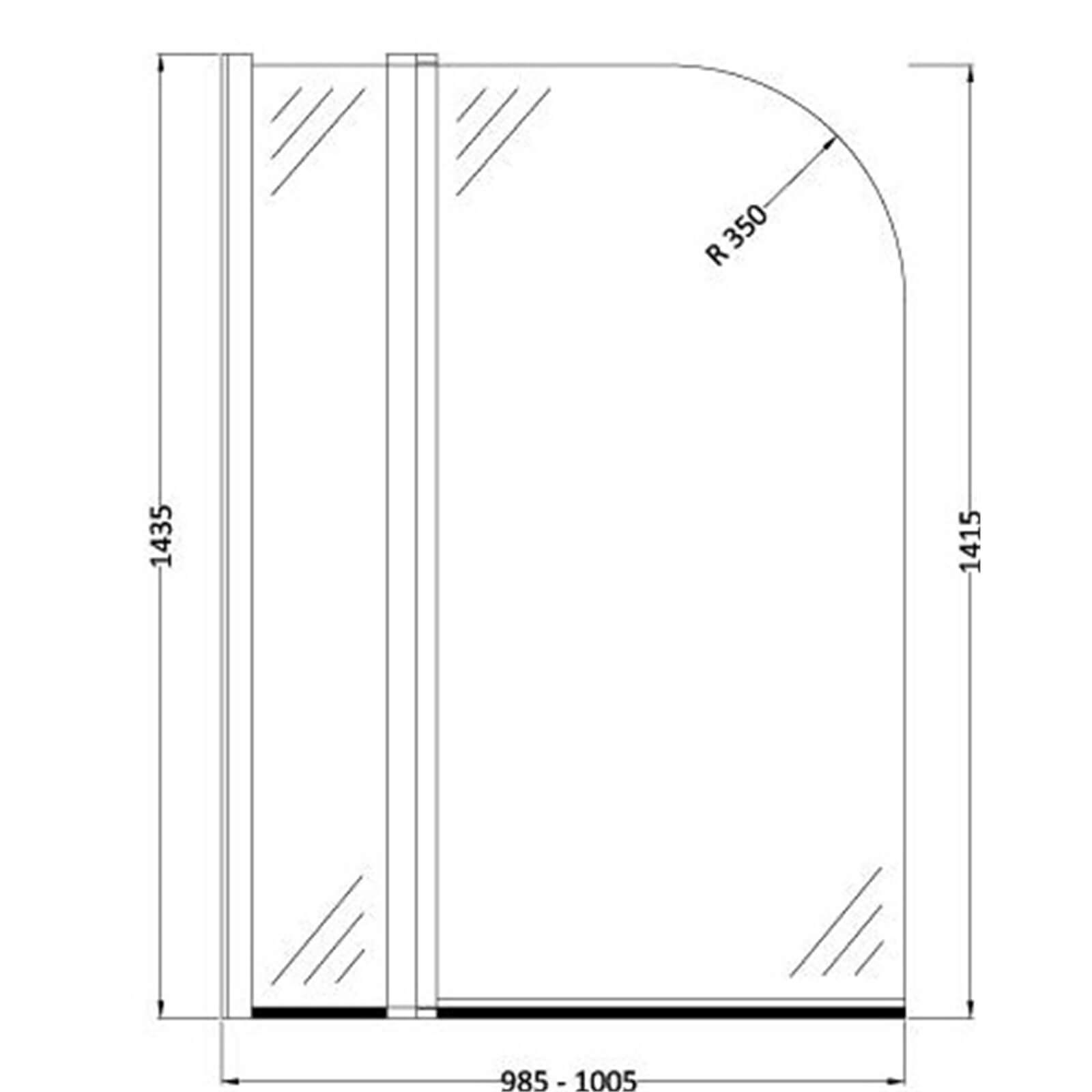 Balterley Straight Bath Screen with Fixed Panel - 1435 x 790mm  (6mm Glass)