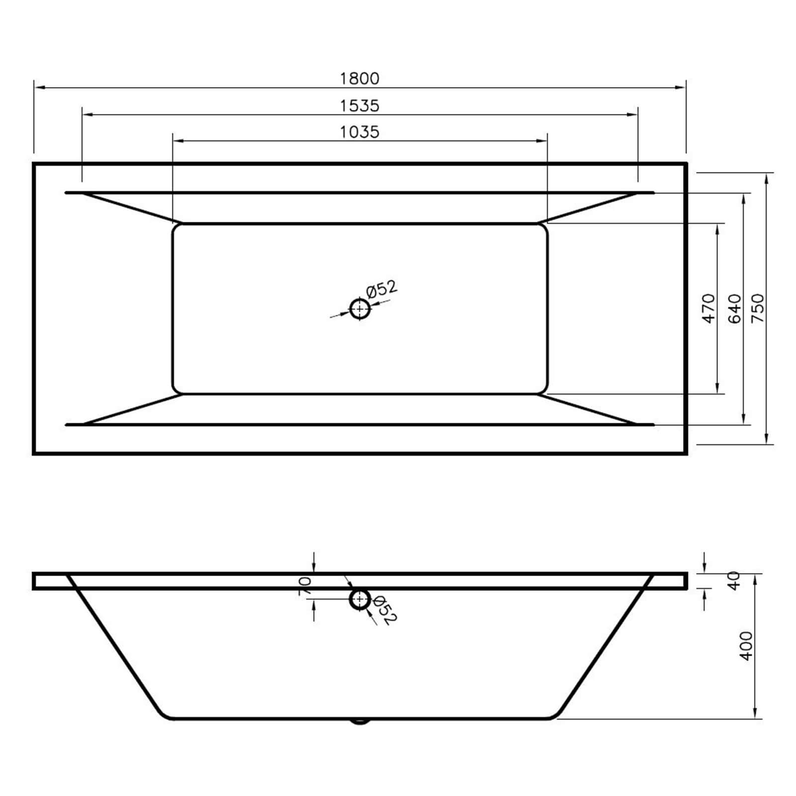 Balterley Eternalite Square Double Ended Bath - 1800 x 800mm
