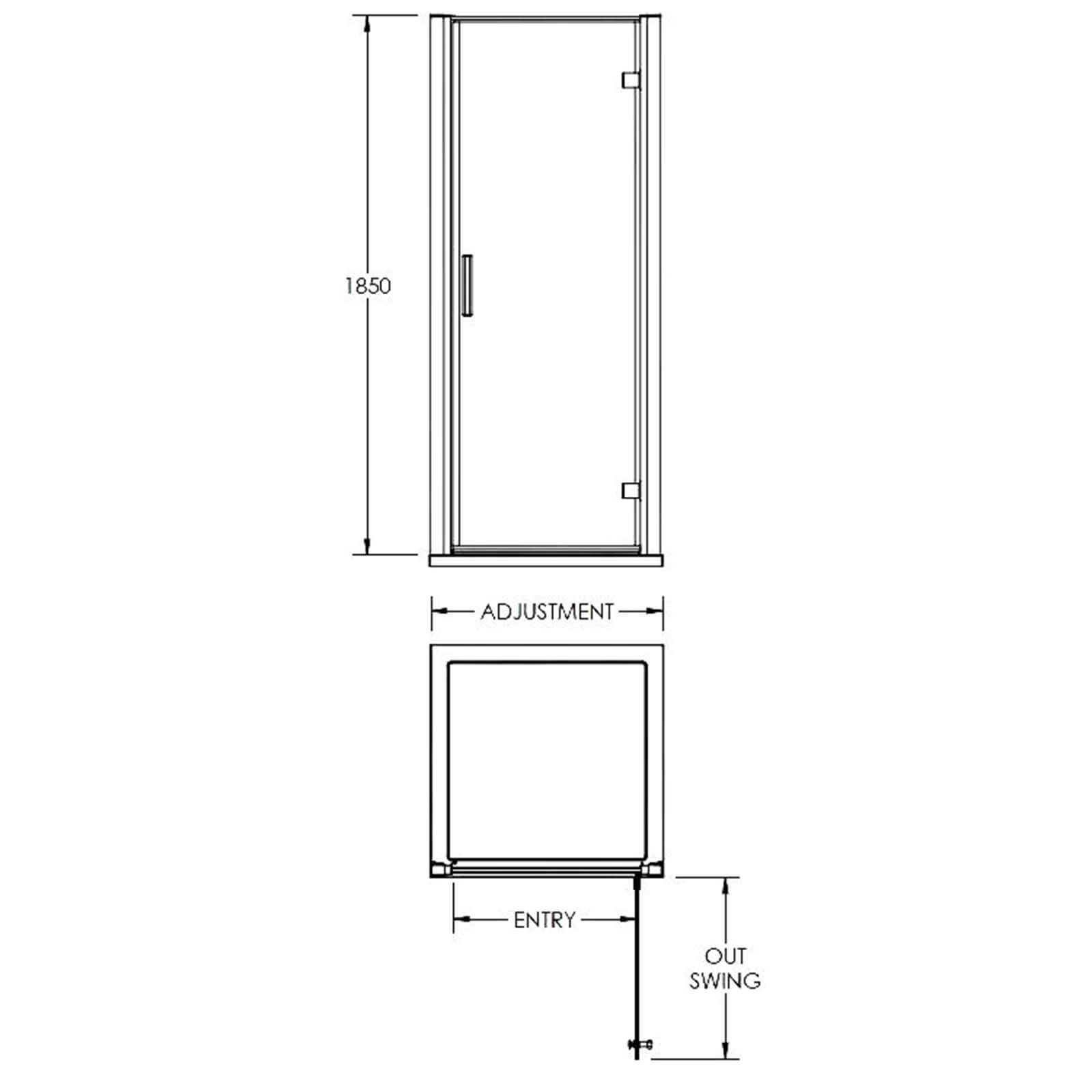 Balterley Hinged Shower Door - 800mm (6mm Glass)