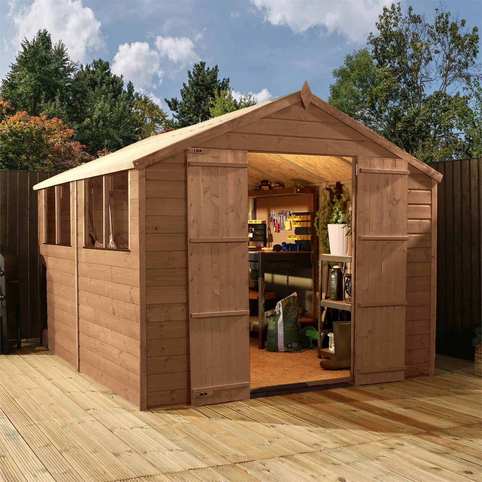 Mercia (Installation Included) 12x8ft Pressure Treat Shiplap Apex Shed