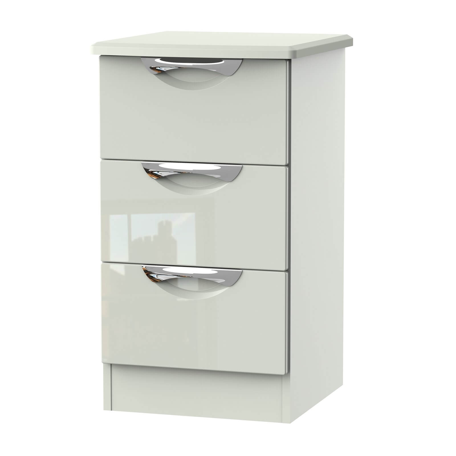Portofino Kaschmir Gloss 3 Drawer Bedside Cabinet