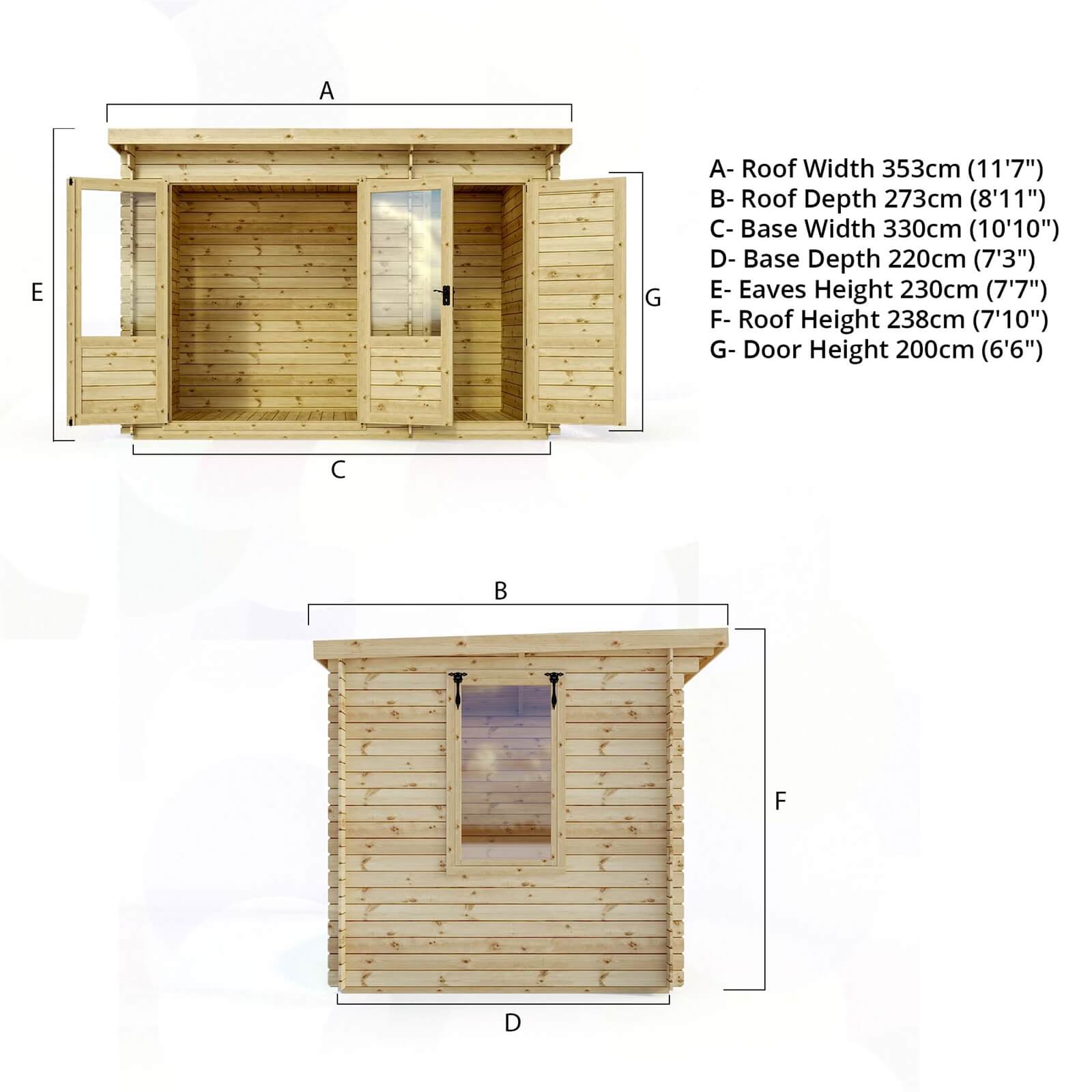 Mercia (Installation Included) 3.5x2.4m Trent 19mm Log Cabin