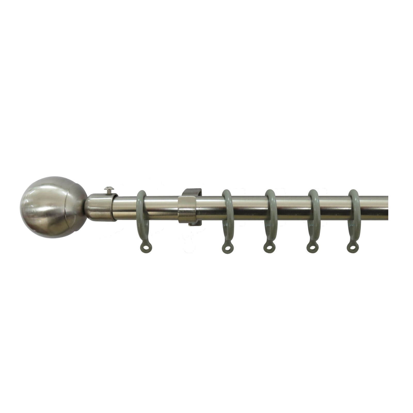 Brushed Chrome Extendable Curtain Pole with Ball Finial 1.2 - 2.1m