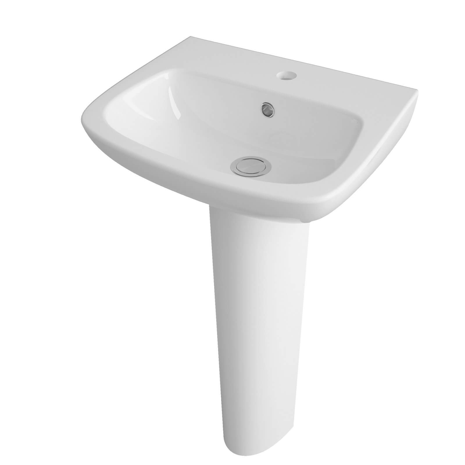 Balterley Compact 1 Tap Hole Basin and Full Pedestal - 450mm