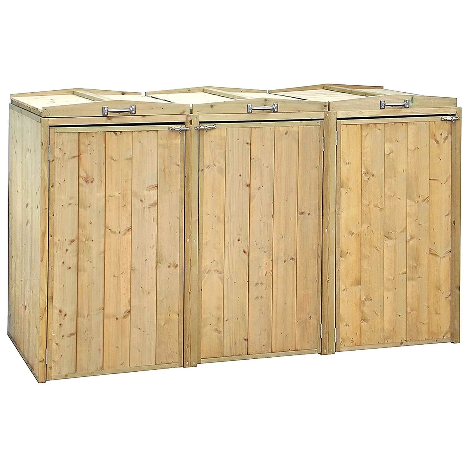 Charles Bentley Premium FSC Wooden Double Wheelie Bin and Recycle Box Storage