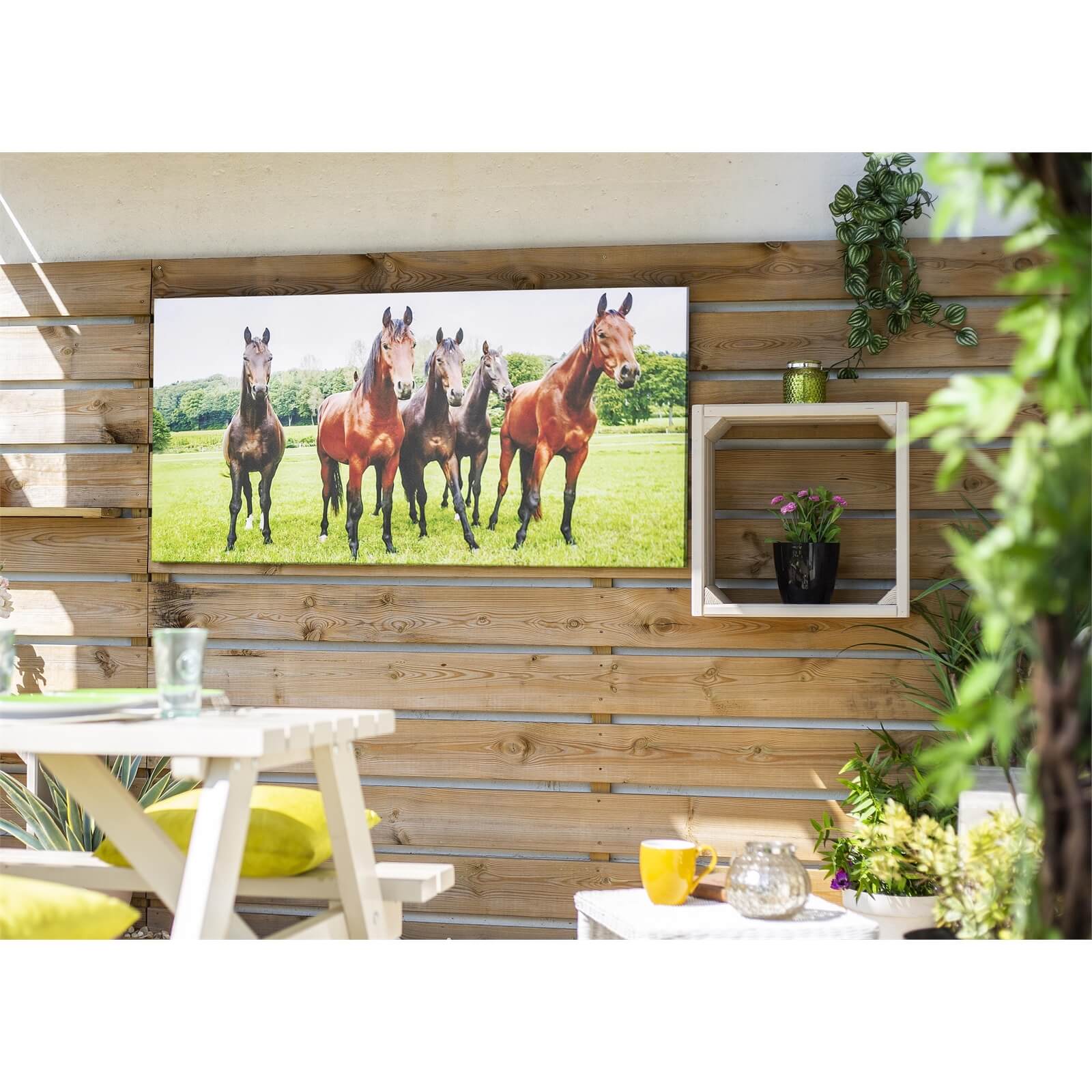 Interested Horses Outdoor Canvas 70x140cm
