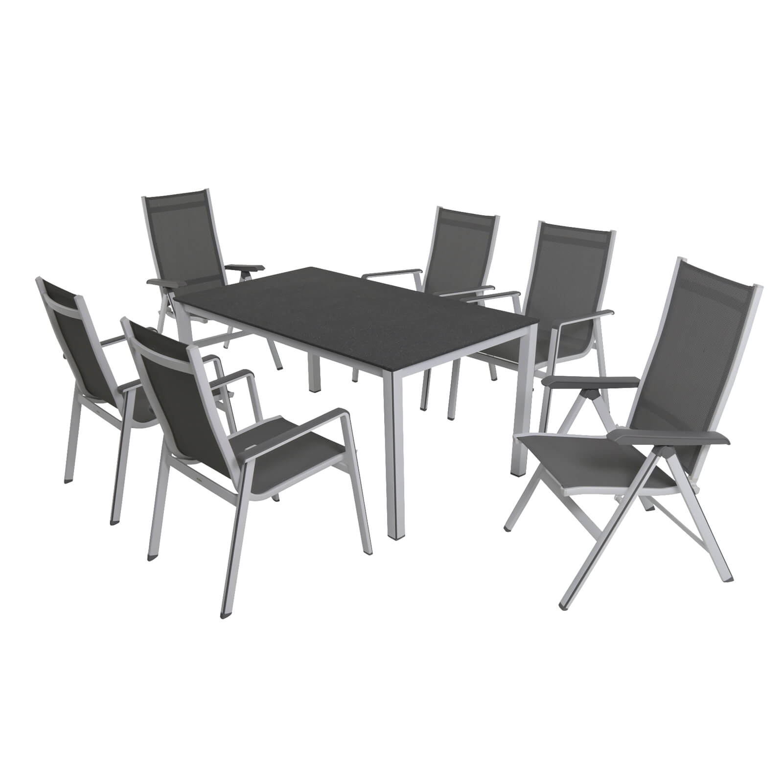 Mwh Elements 6 Seater Metal Garden Furniture in Grey
