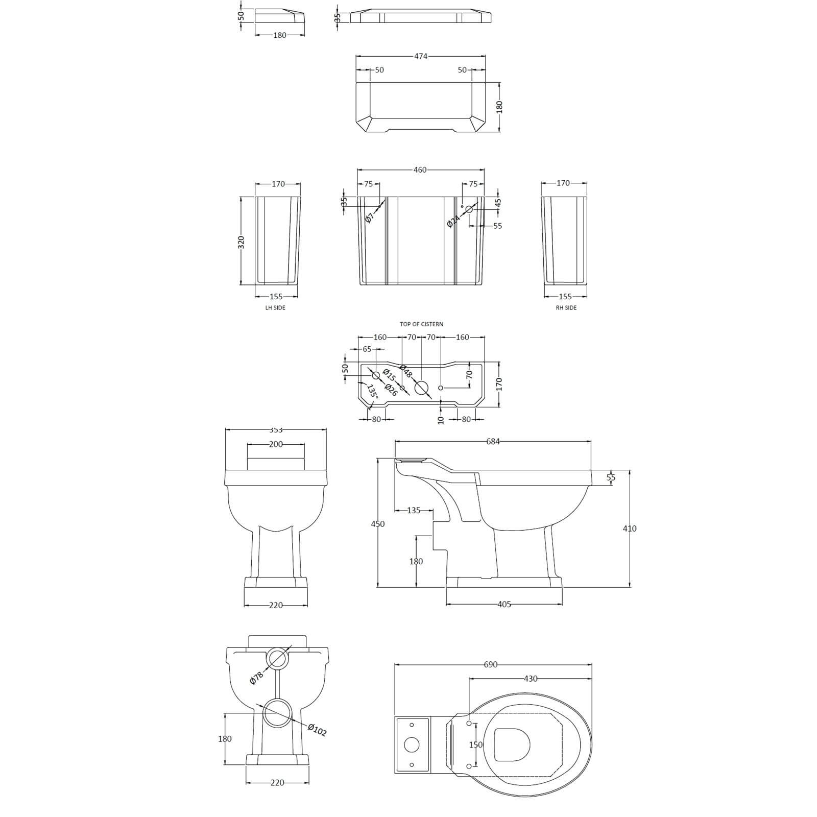 Balterley Harrington WC Pan and Cistern - No Seat