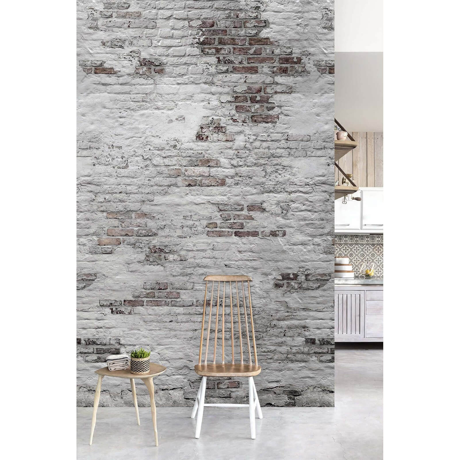 Grandeco Bricks Mid Grey Digital Wallpaper Mural