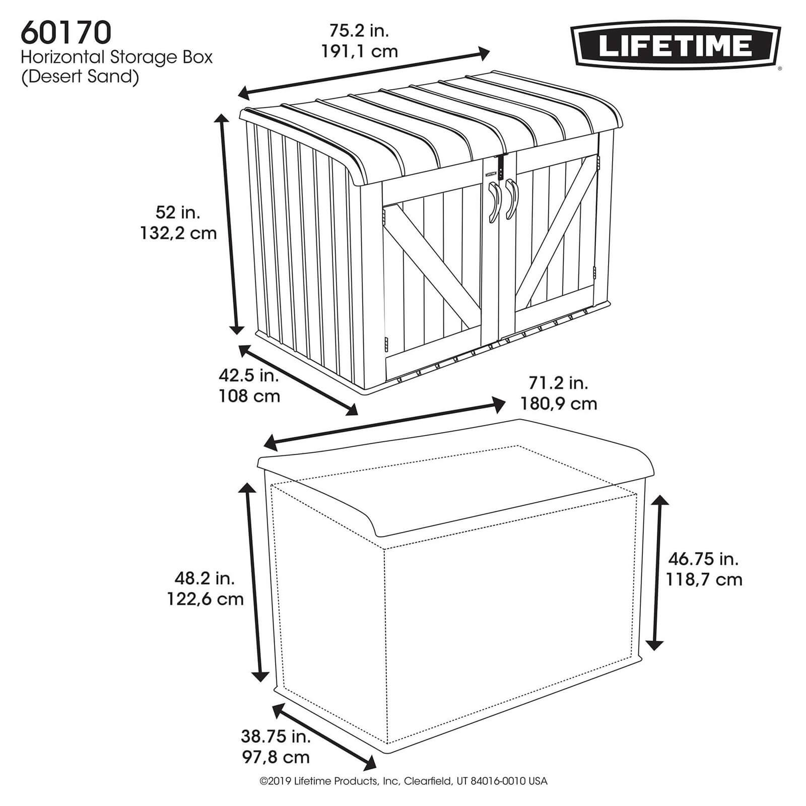Lifetime Horizontal Storage Shed XL 6 x 3.5ft - 2123L