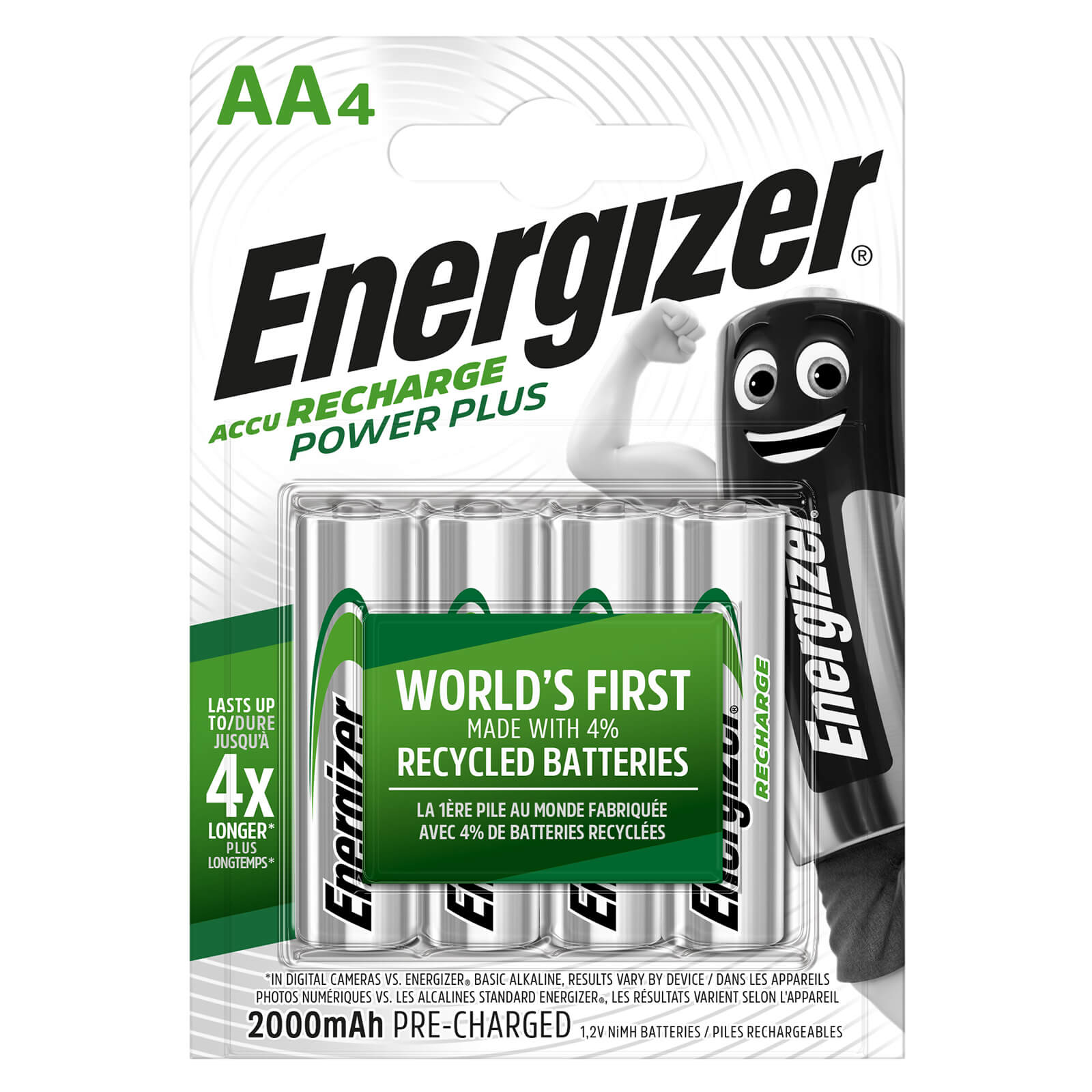 Energizer Power Plus 2000mAh Rechargeable AA Batteries - 4 Pack