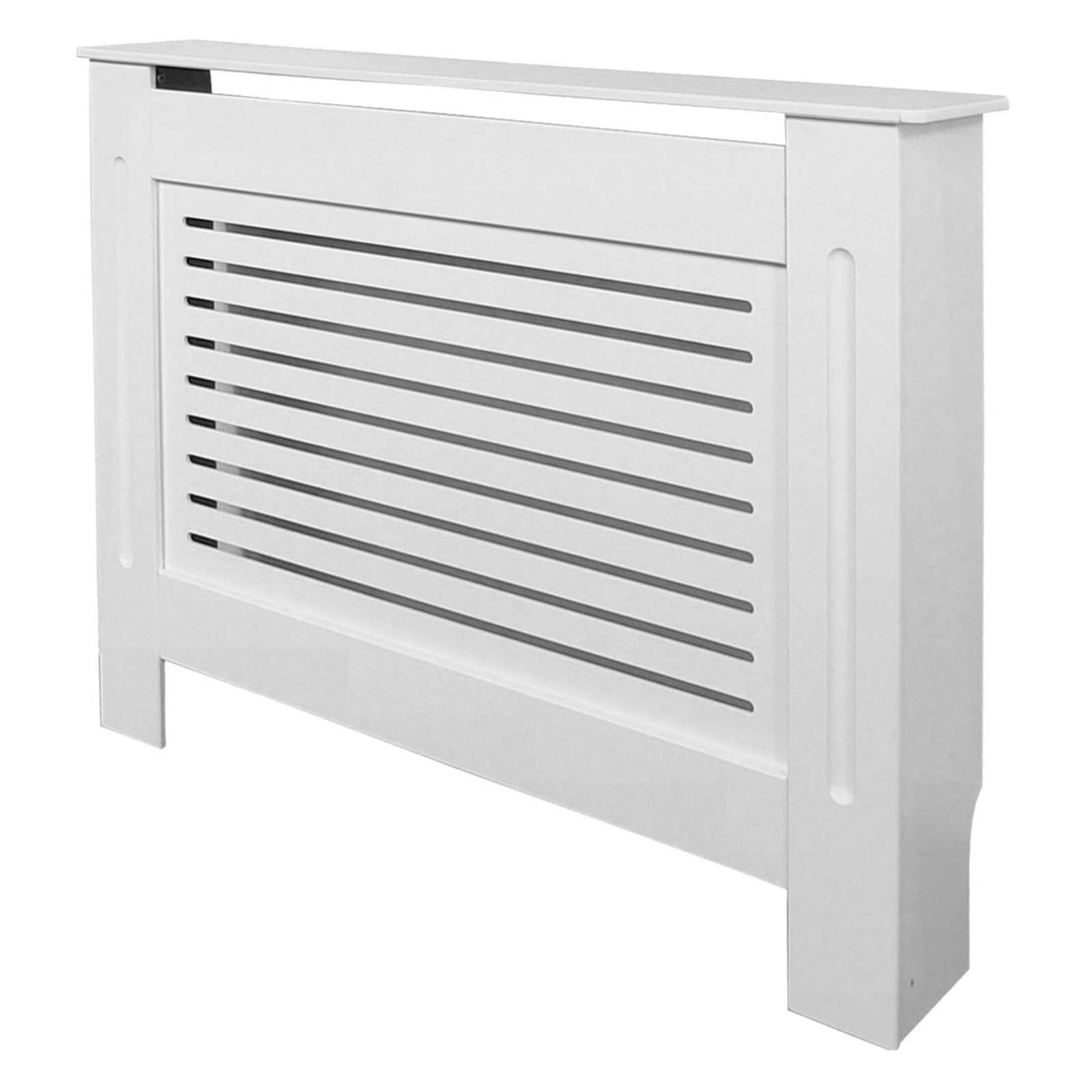 Radiator Cover with Horizontal Slatted Design in White - Small