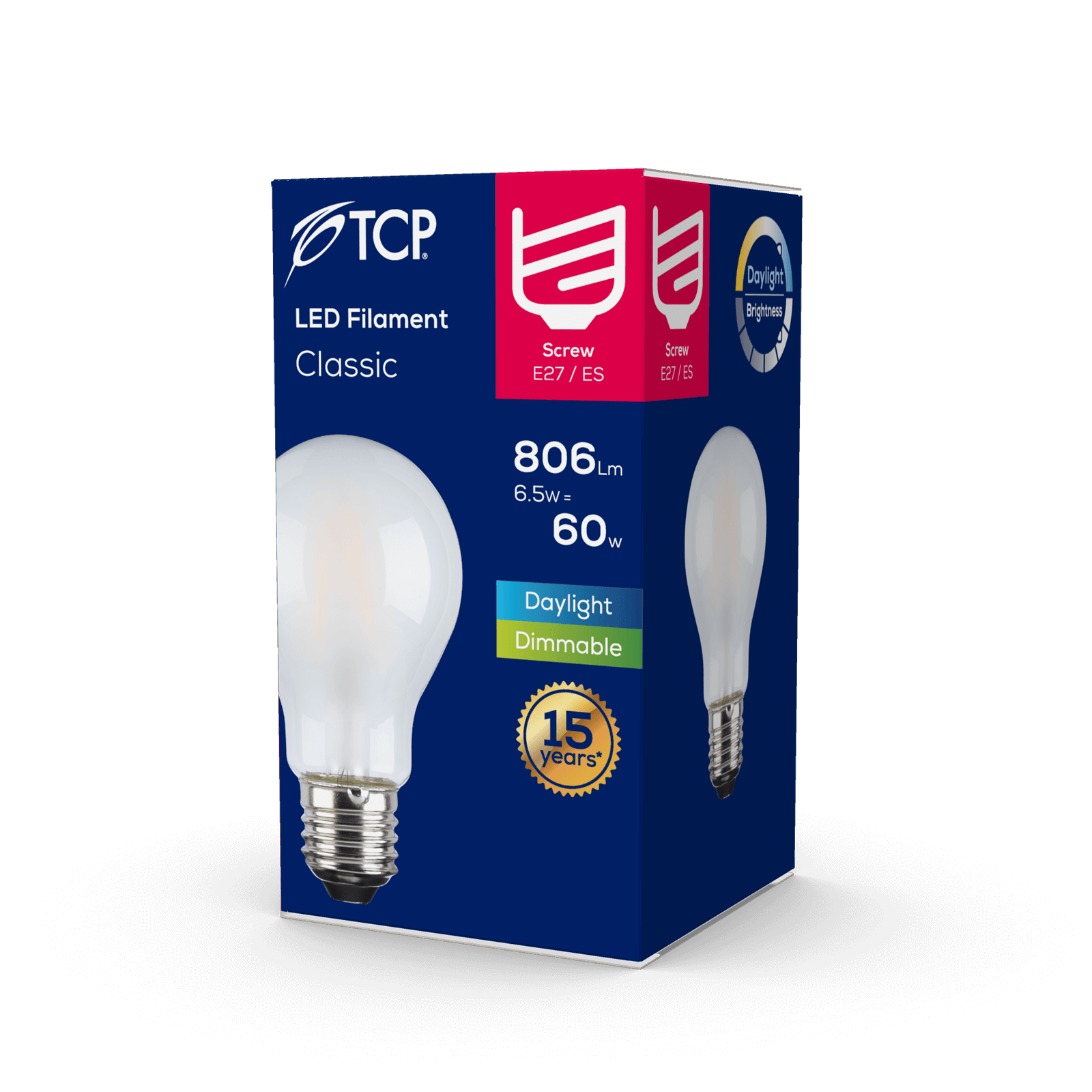 TCP Filament Classic Coat 60W ES Daylight Dimmable Light Bulb