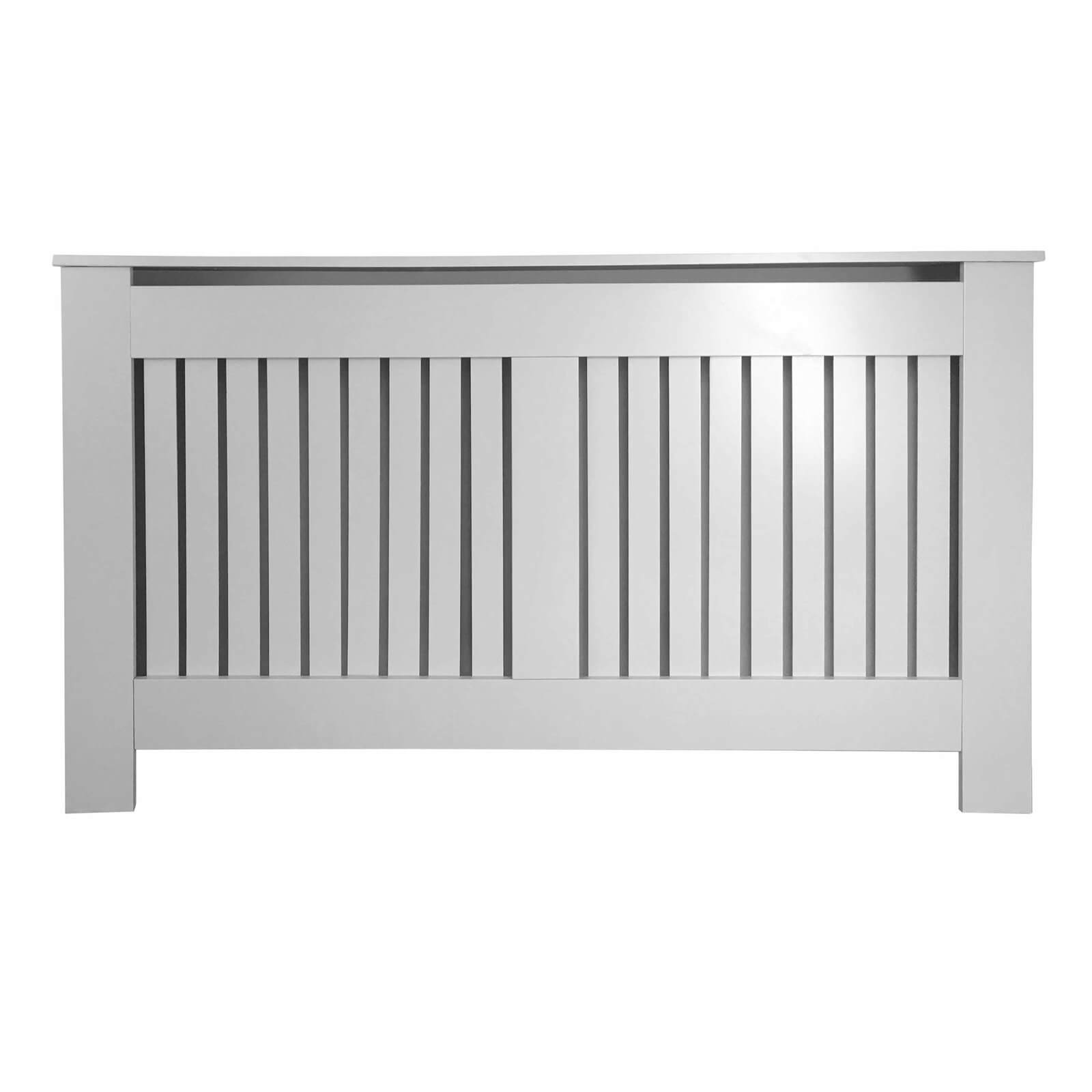 Radiator Cover with Vertical Slatted Design in Grey - Large