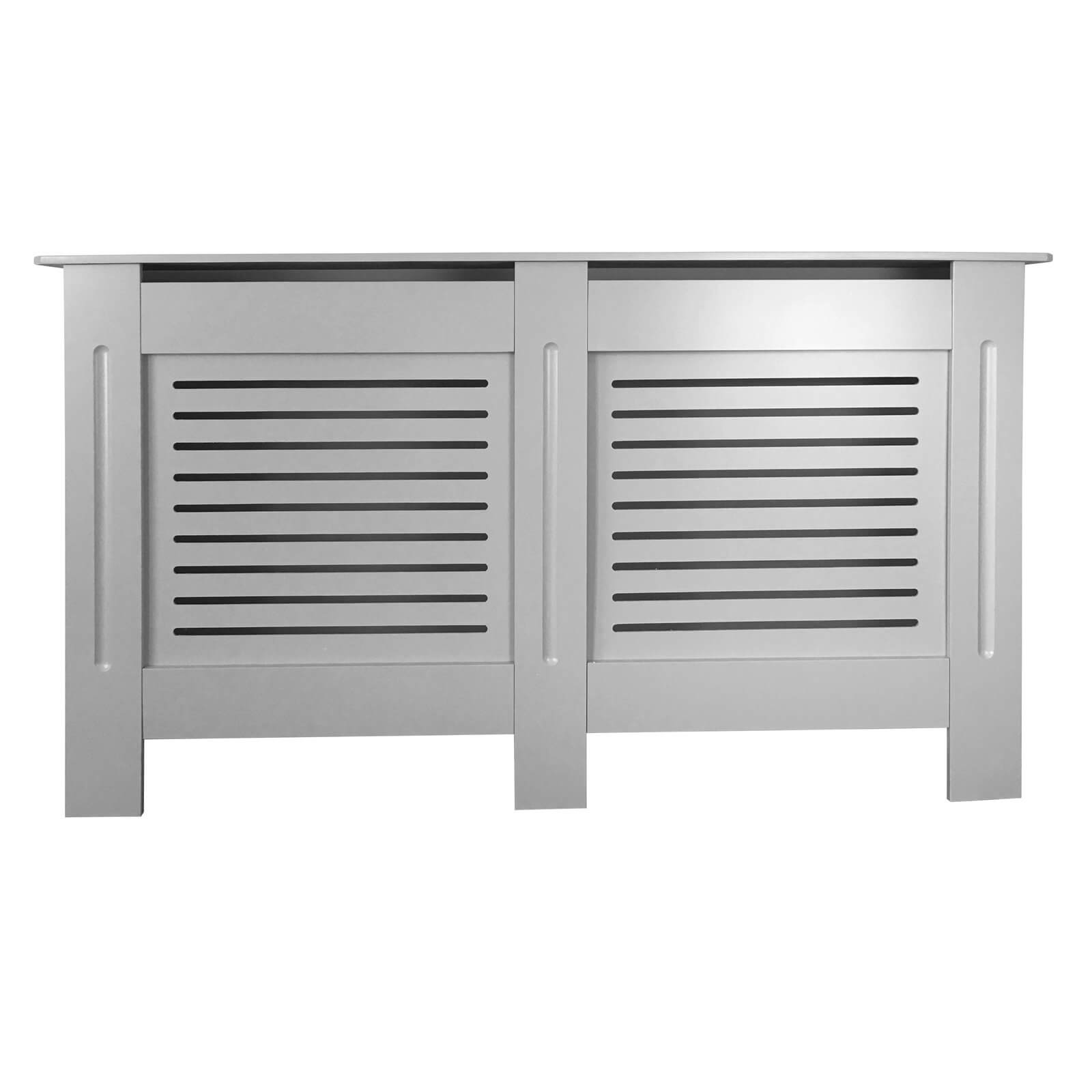 Radiator Cover with Horizontal Slatted Design in Grey - Large