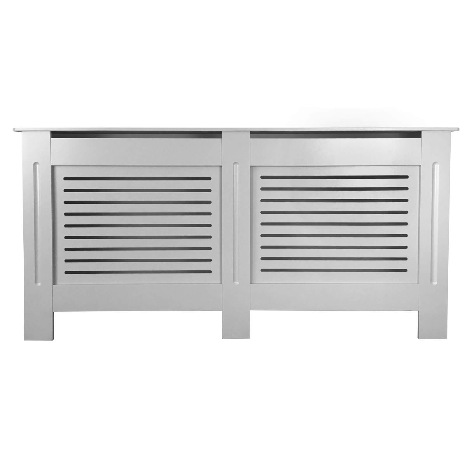Radiator Cover with Horizontal Slatted Design in Grey - Extra Large